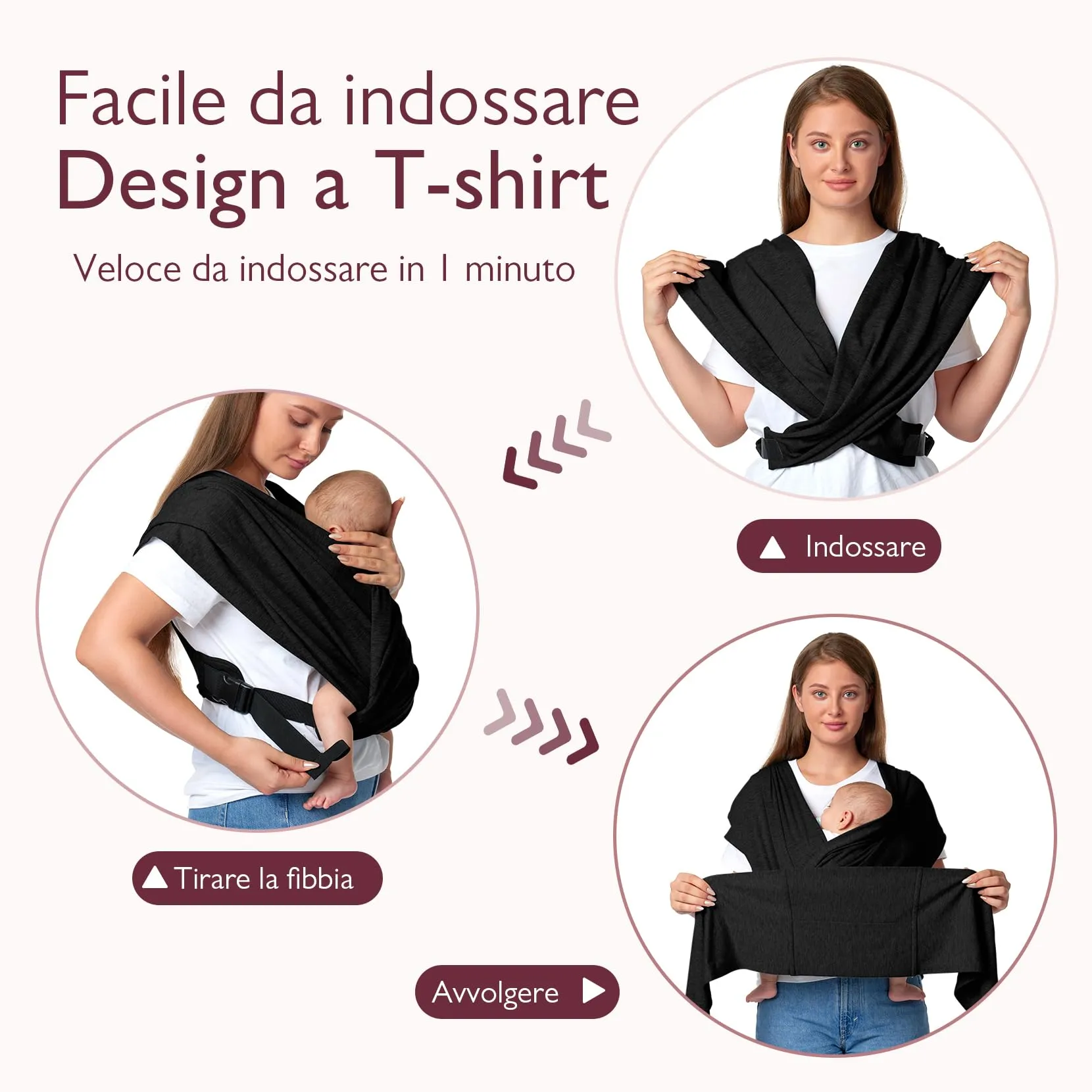Momcozy Fascia Portabebè con Fibbia in Rete Traspirante Air-Mesh, 3,6–15 kg, Nero Scuro - immagine 3