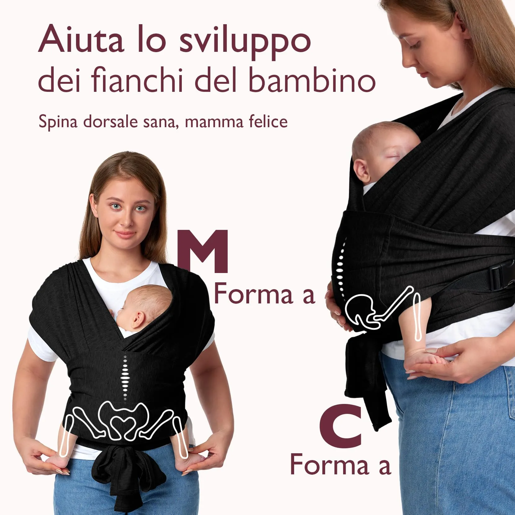 Momcozy Fascia Portabebè con Fibbia in Rete Traspirante Air-Mesh, 3,6–15 kg, Nero Scuro - immagine 4