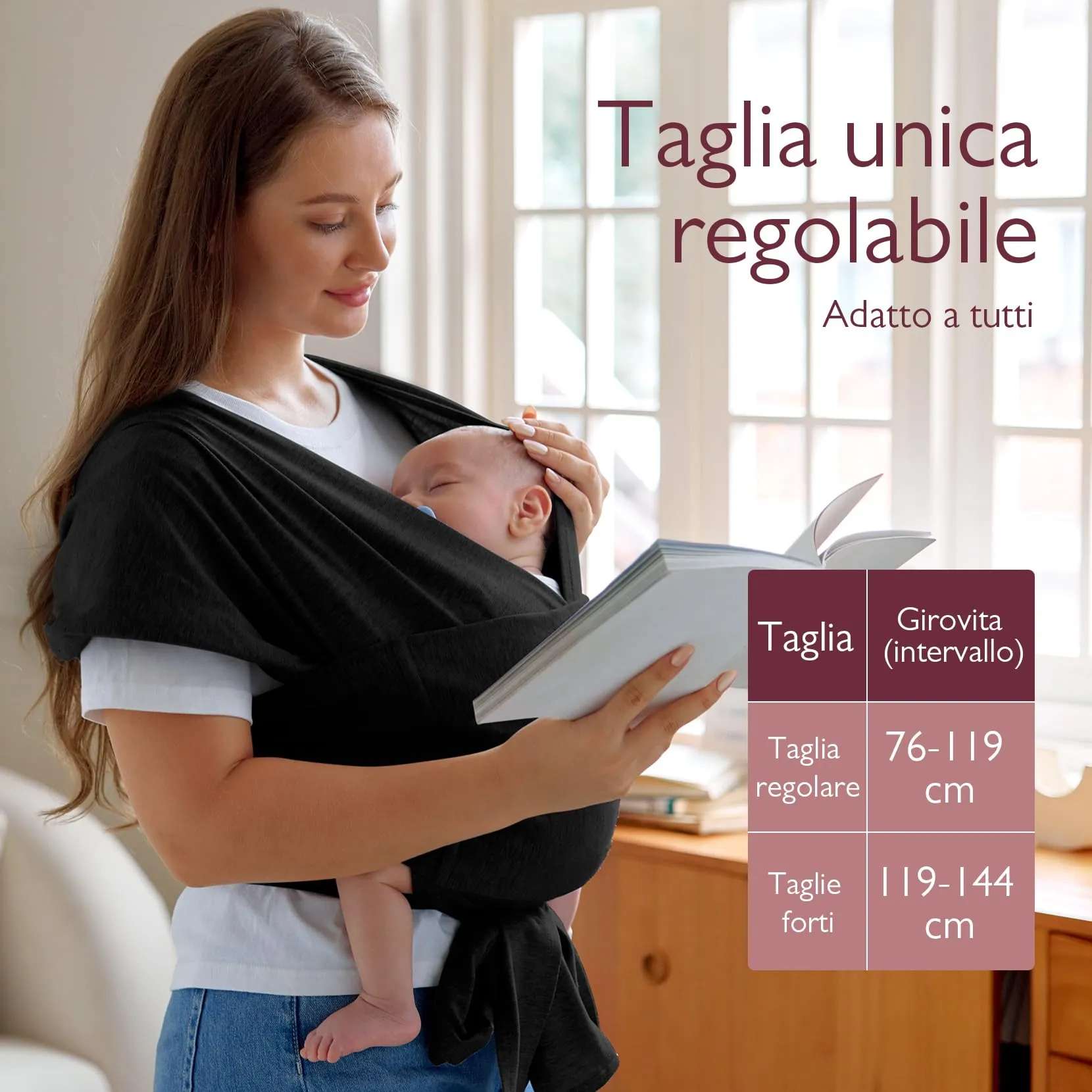 Momcozy Fascia Portabebè con Fibbia in Rete Traspirante Air-Mesh, 3,6–15 kg, Nero Scuro - immagine 6