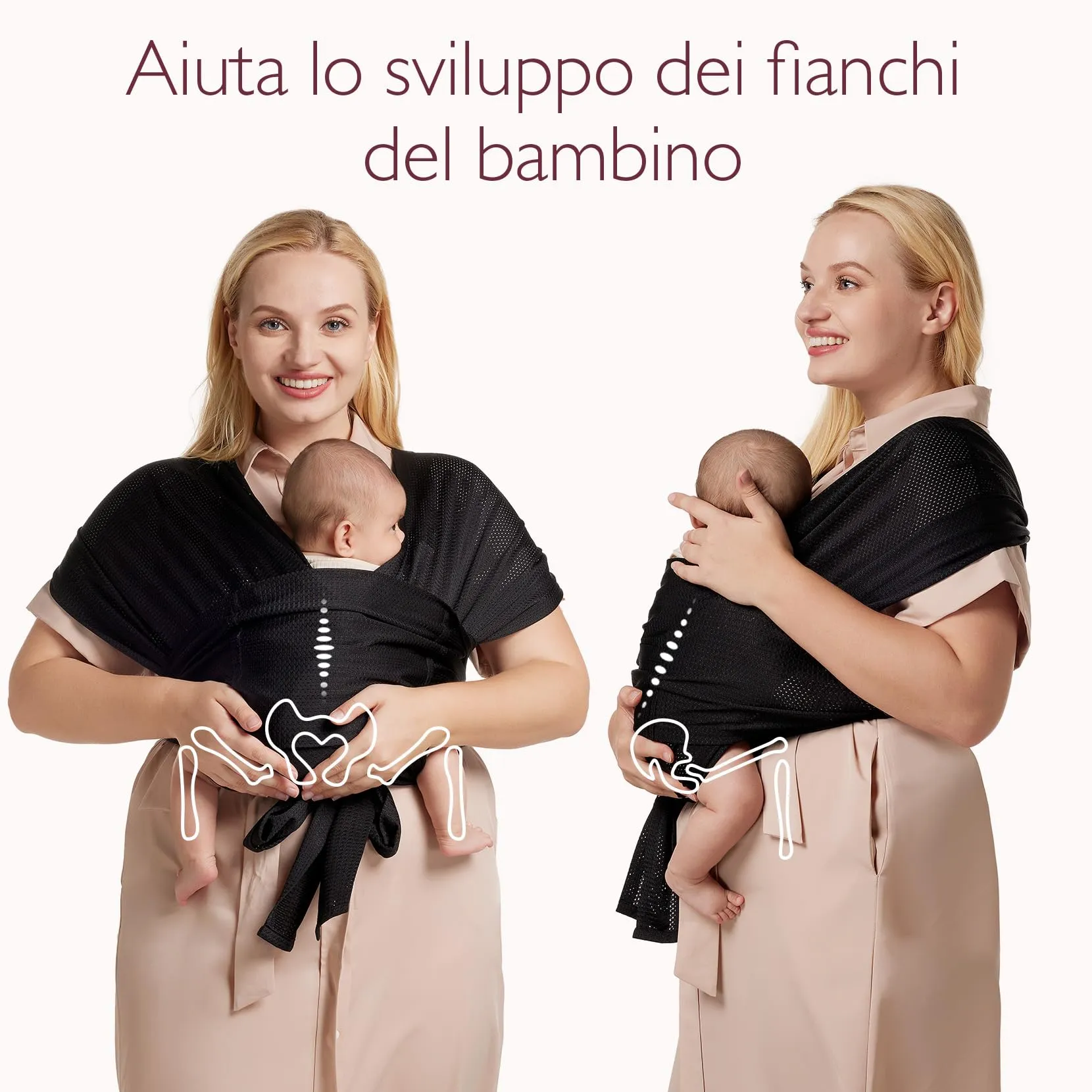 Momcozy Fascia Neonato con Fibbia, Marsupio in Rete Air-Mesh Traspirante, 3,6–15 kg, Nero Pece - immagine 3