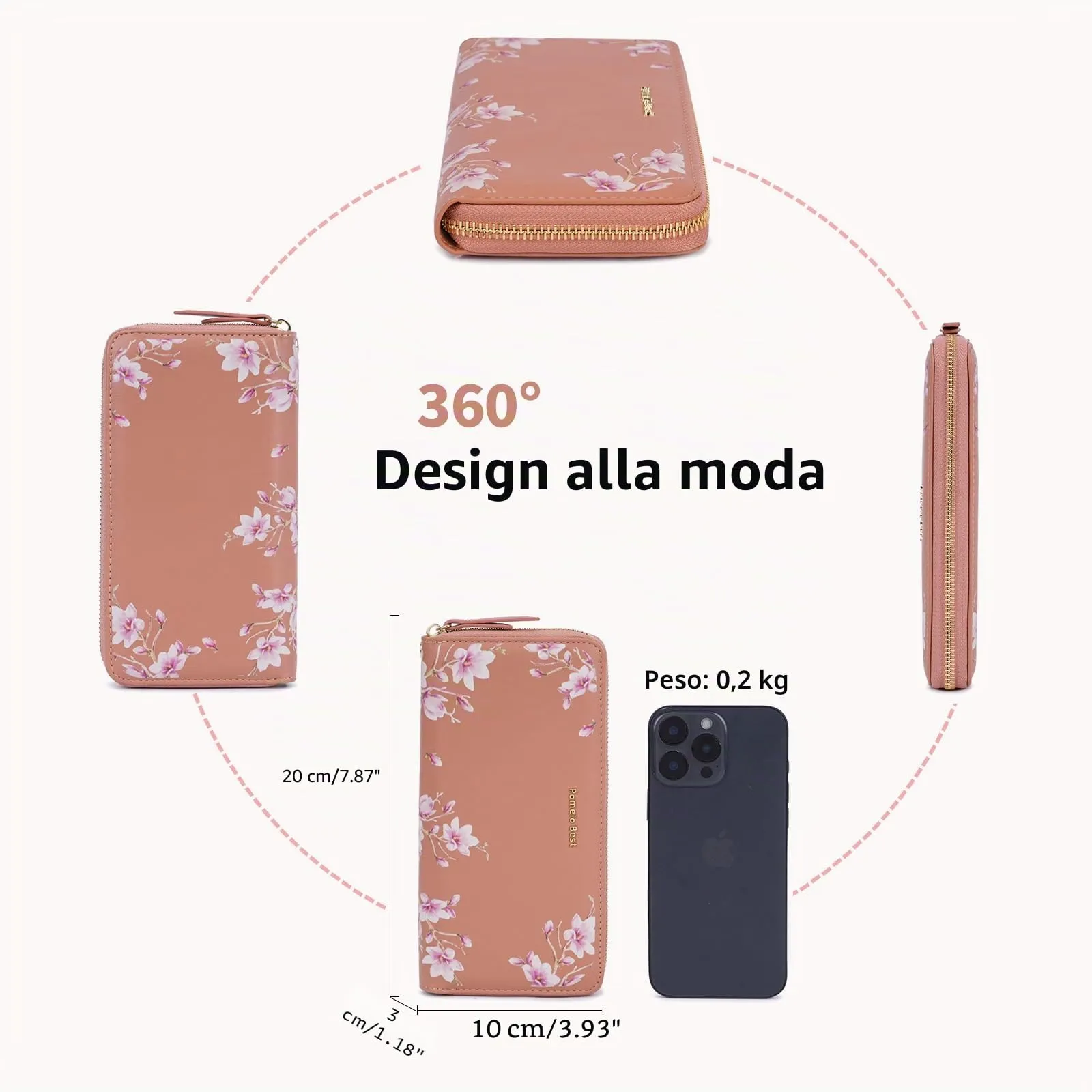 Pomelo Best Portafoglio in Pelle Donna con Stampato Magnolia RFID - immagine 5