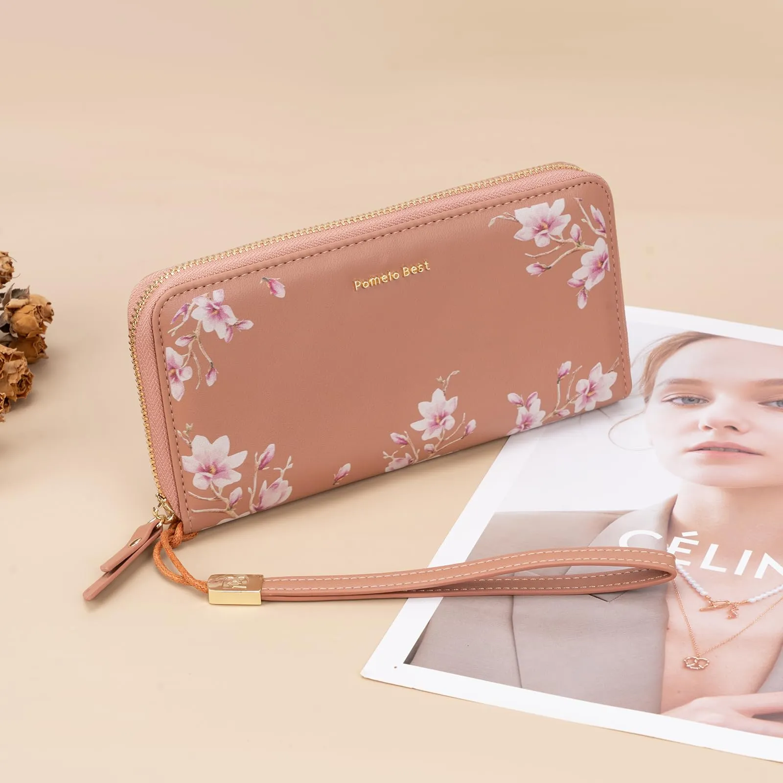 Pomelo Best Portafoglio in Pelle Donna con Stampato Magnolia RFID - immagine 6