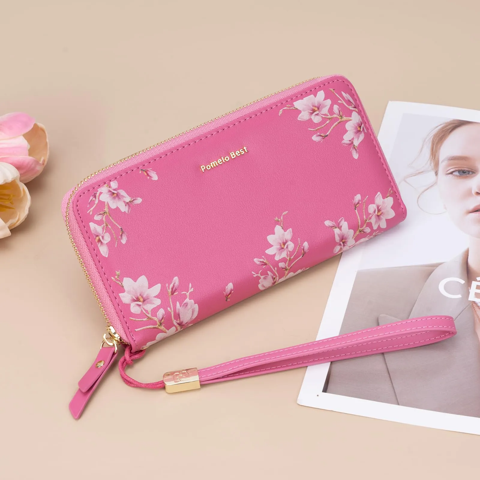 Pomelo Best Portafoglio in Pelle Donna con Stampato Magnolia RFID - immagine 5