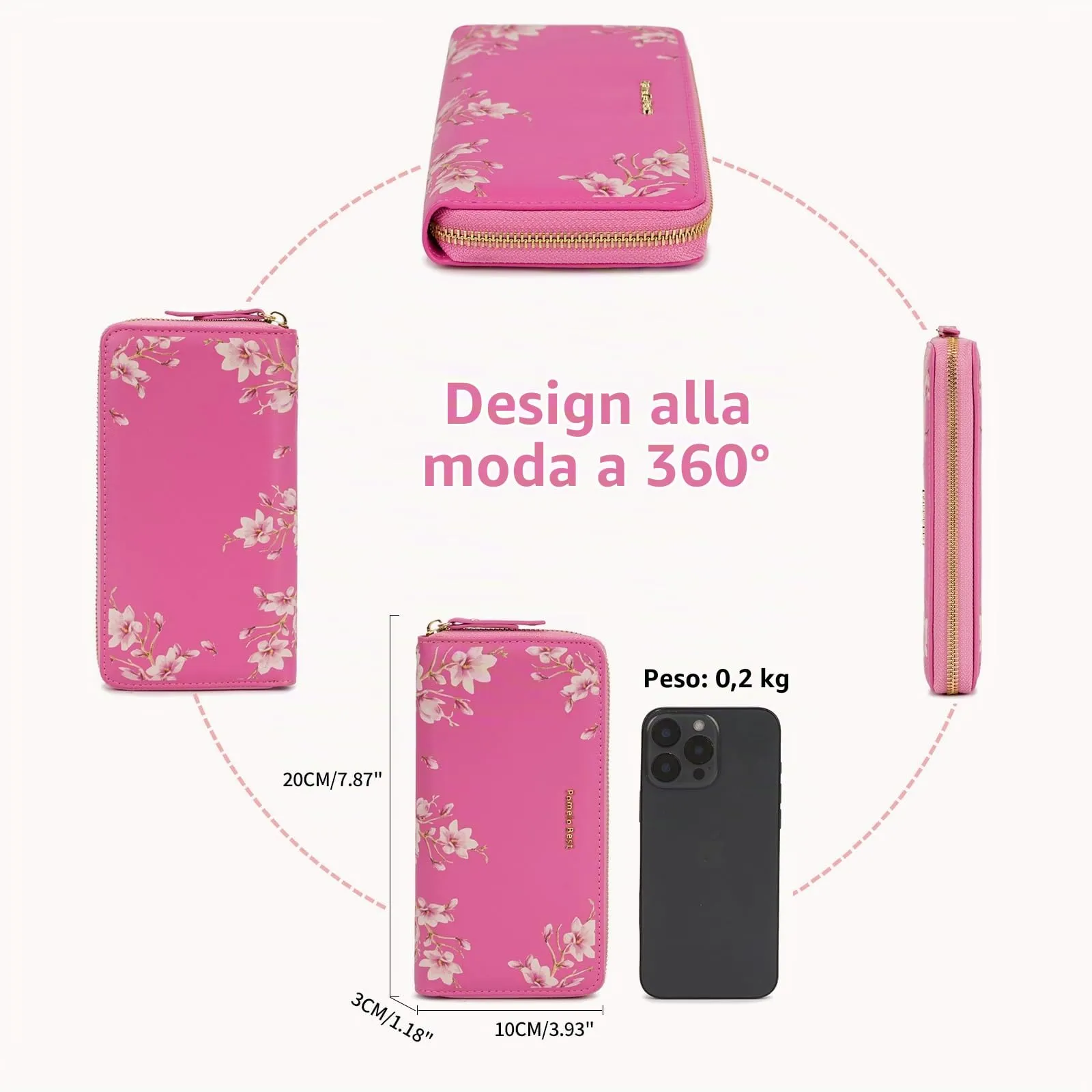Pomelo Best Portafoglio in Pelle Donna con Stampato Magnolia RFID - immagine 6