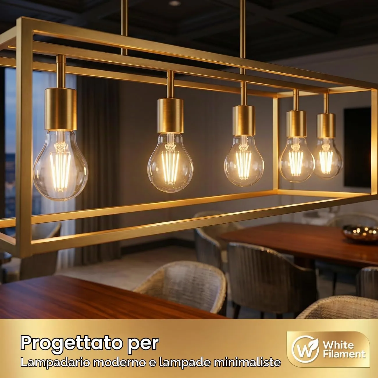LVWIT Lampadine Filamento LED E27, Filamento Bianco, 4W (40W), 470LM, Luce Bianca Calda 2700K, Forma A60 Stile Vintage, Non Dimmerabile, CRI≥80, Confezione da 6 - immagine 3