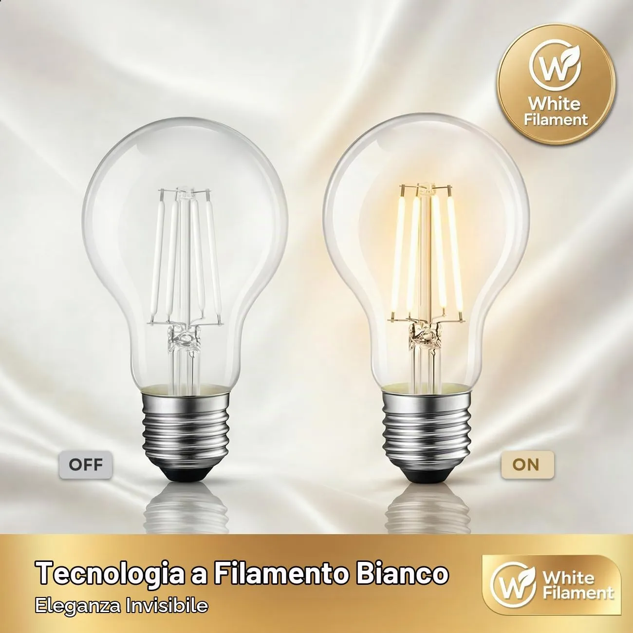 LVWIT Lampadine Filamento LED E27, Filamento Bianco, 4W (40W), 470LM, Luce Bianca Calda 2700K, Forma A60 Stile Vintage, Non Dimmerabile, CRI≥80, Confezione da 6 - immagine 4