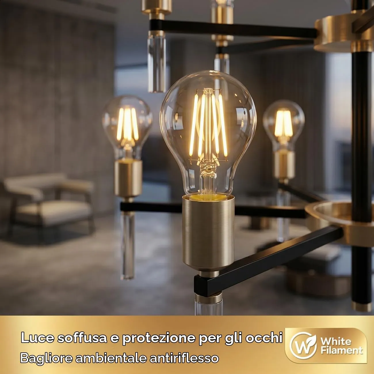 LVWIT Lampadine Filamento LED E27, Filamento Bianco, 4W (40W), 470LM, Luce Bianca Calda 2700K, Forma A60 Stile Vintage, Non Dimmerabile, CRI≥80, Confezione da 6 - immagine 5