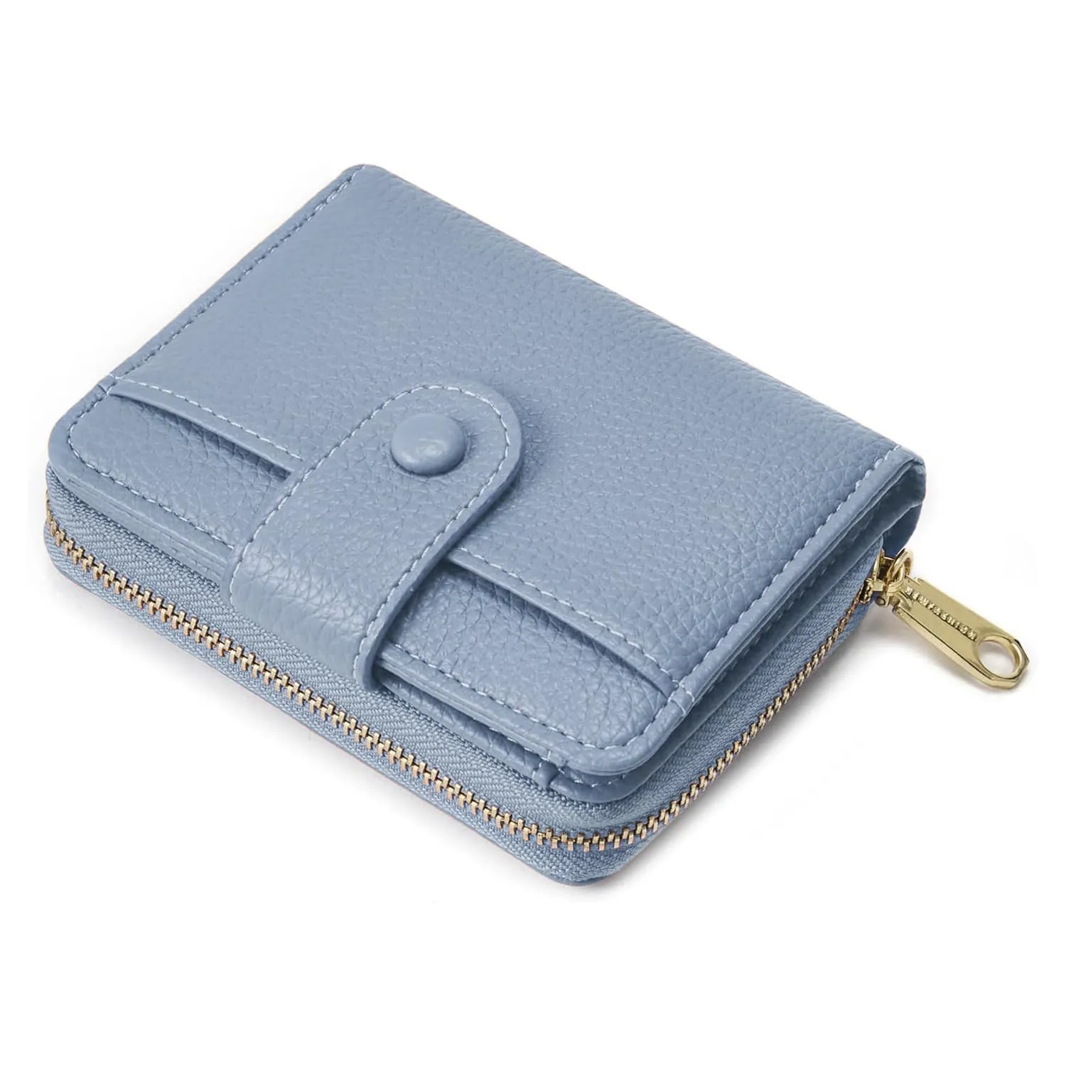 ANYWN Portafoglio da donna in pelle morbida, mini portafoglio con cerniera portamonete, Blu, 11 x 3 x 9 cm - immagine 1