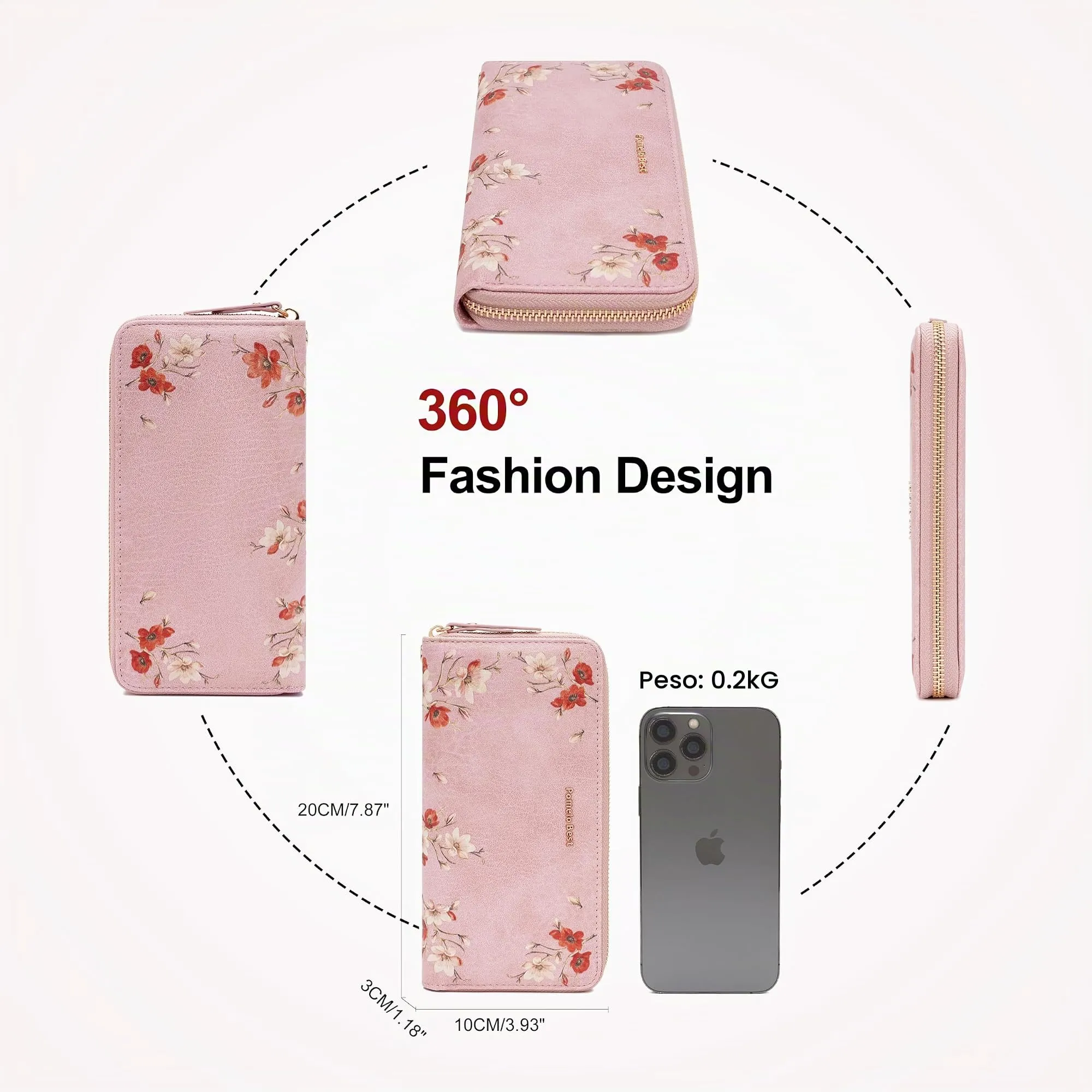 Pomelo Best Portafoglio in Pelle Donna Stampato Magnolia RFID - immagine 5