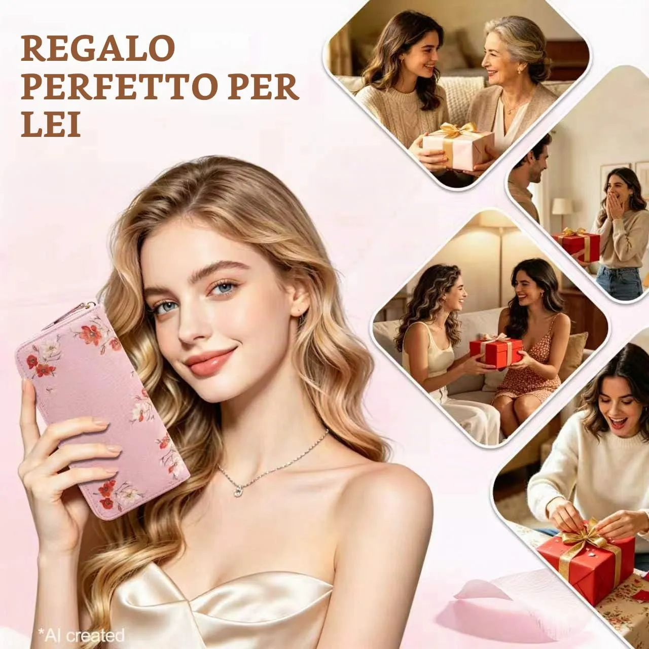 Pomelo Best Portafoglio in Pelle Donna Stampato Magnolia RFID - immagine 6