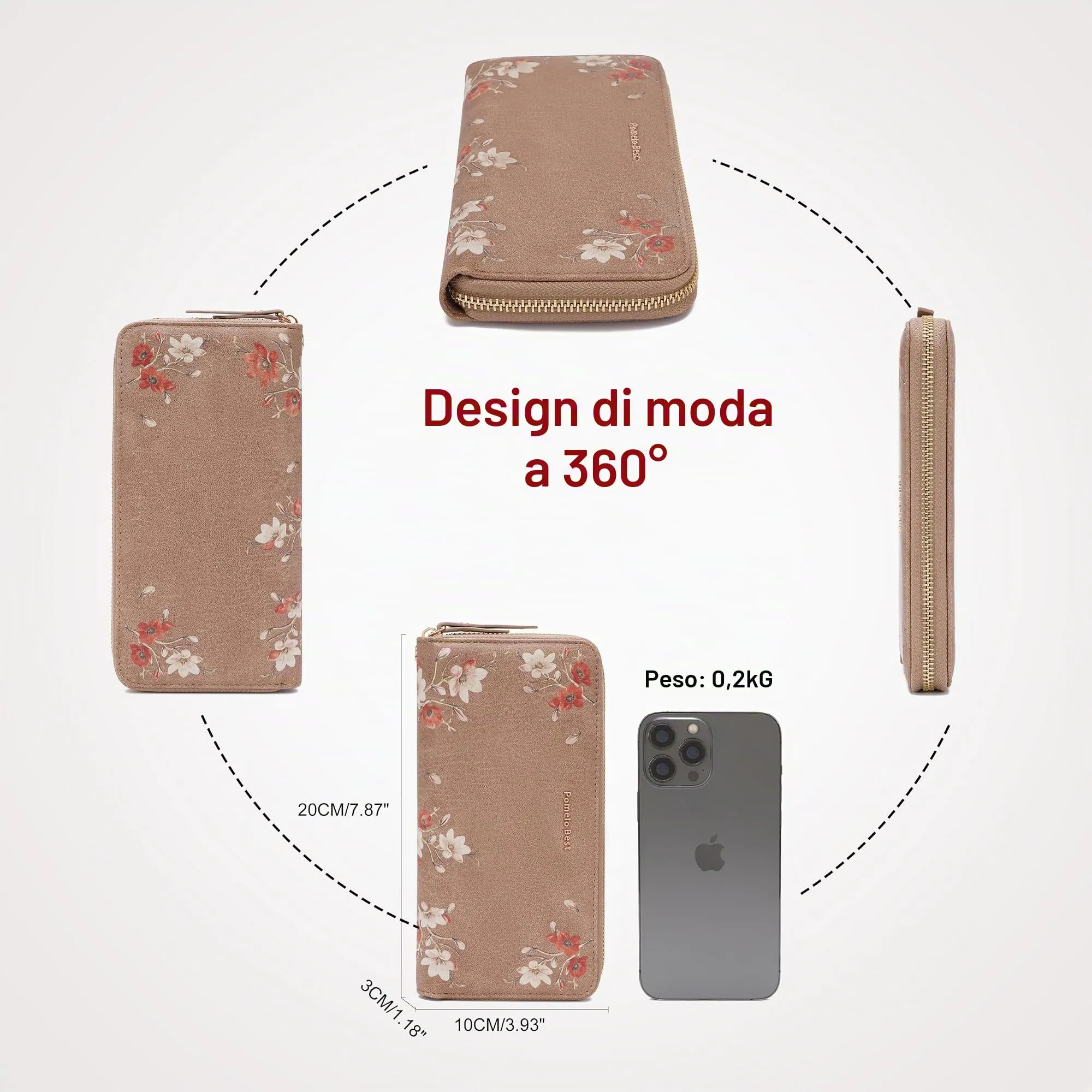 Pomelo Best Portafoglio in Pelle Donna Stampato Magnolia RFID - immagine 5