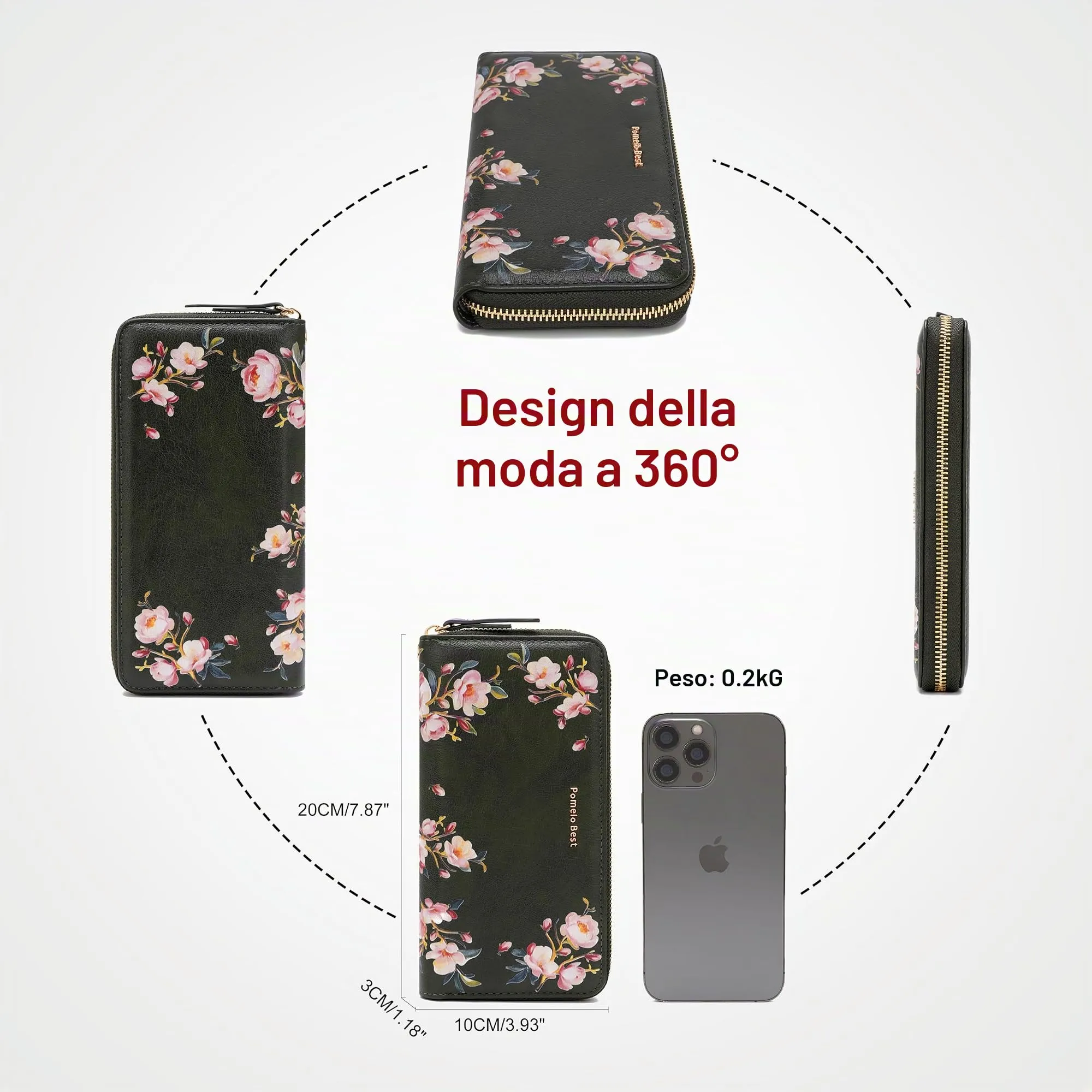 Pomelo Best Portafoglio in Pelle Donna Stampato Magnolia RFID - immagine 4