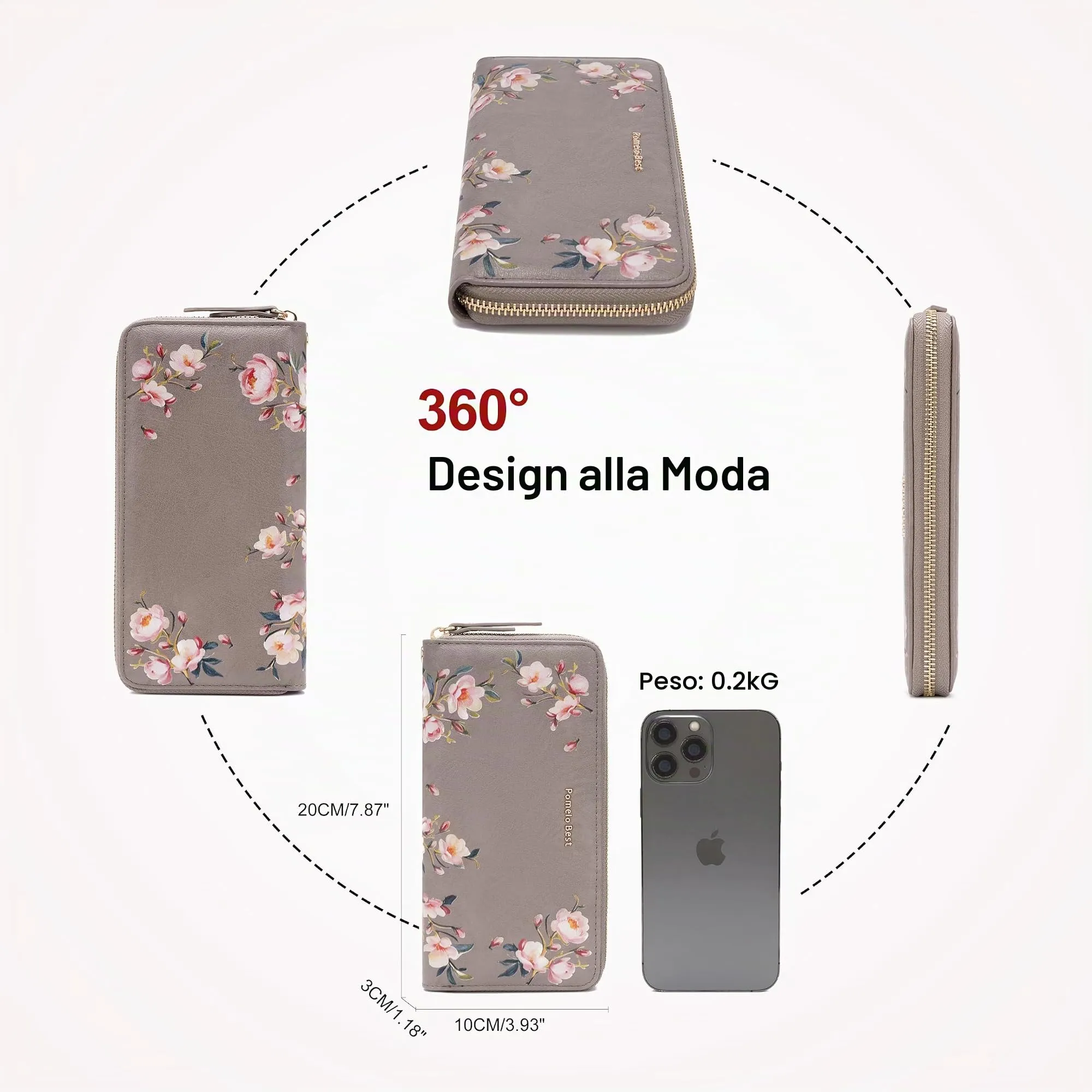 Pomelo Best Portafoglio in Pelle Donna Stampato Magnolia RFID - immagine 5