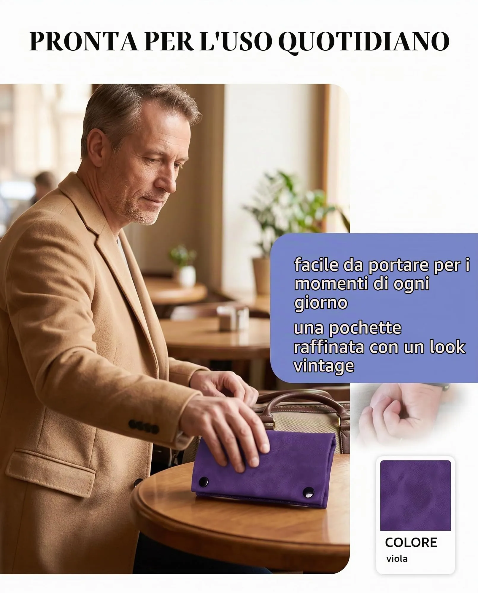 DLPRK Porta Tabacco in Pelle con Chiusura Magnetica, Pieghevole (Viola) - immagine 2