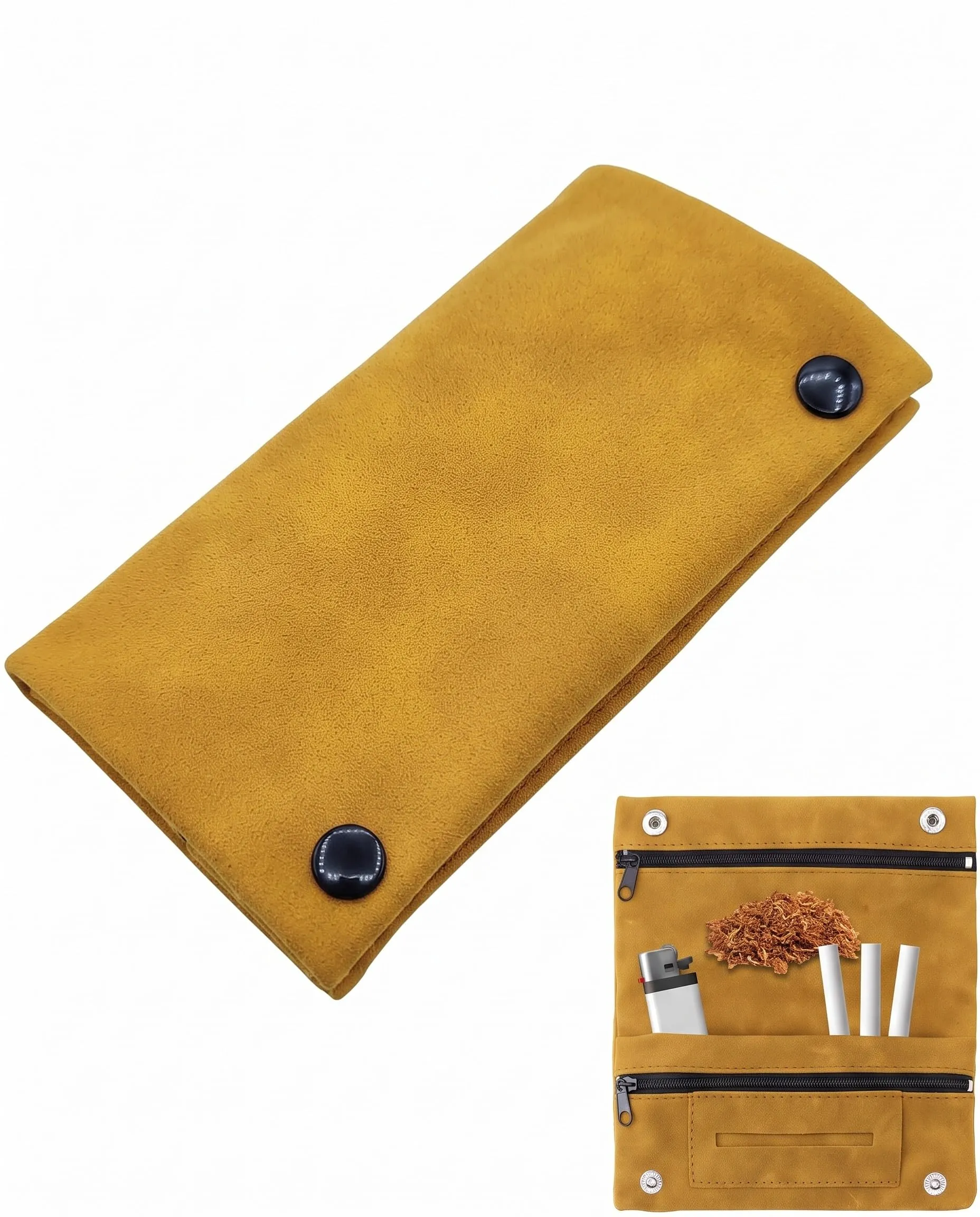 DLPRK Porta Tabacco in Pelle con Chiusura Magnetica, Cachi - immagine 1