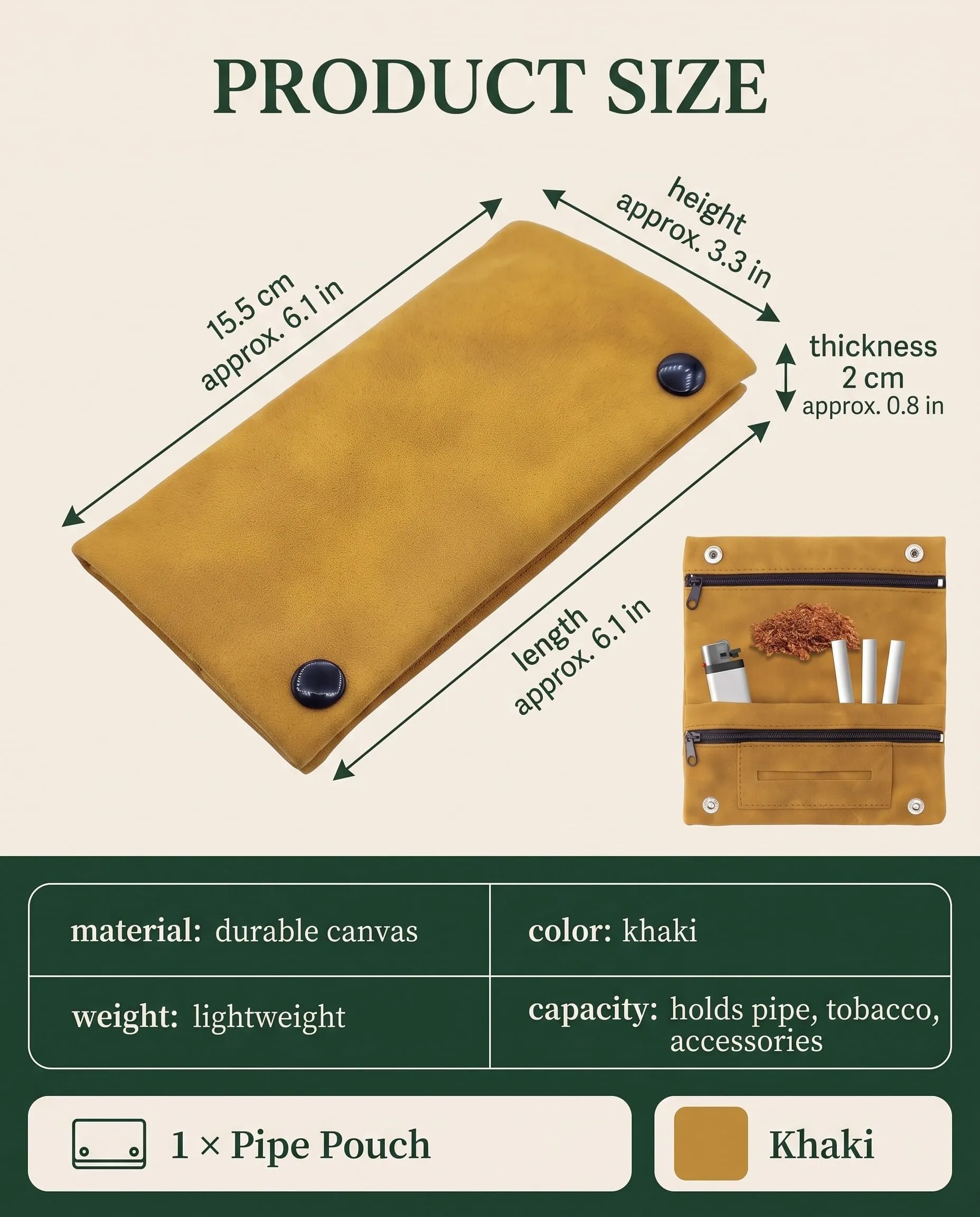 DLPRK Porta Tabacco in Pelle con Chiusura Magnetica, Cachi - immagine 6