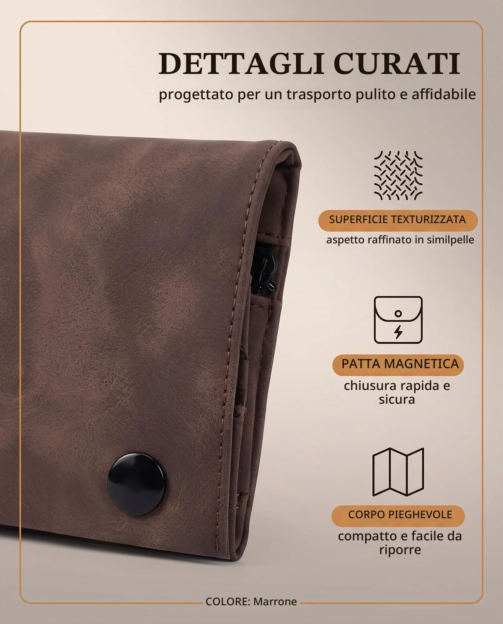 DLPRK Porta Tabacco in Pelle con Chiusura Magnetica, Marrone - immagine 2