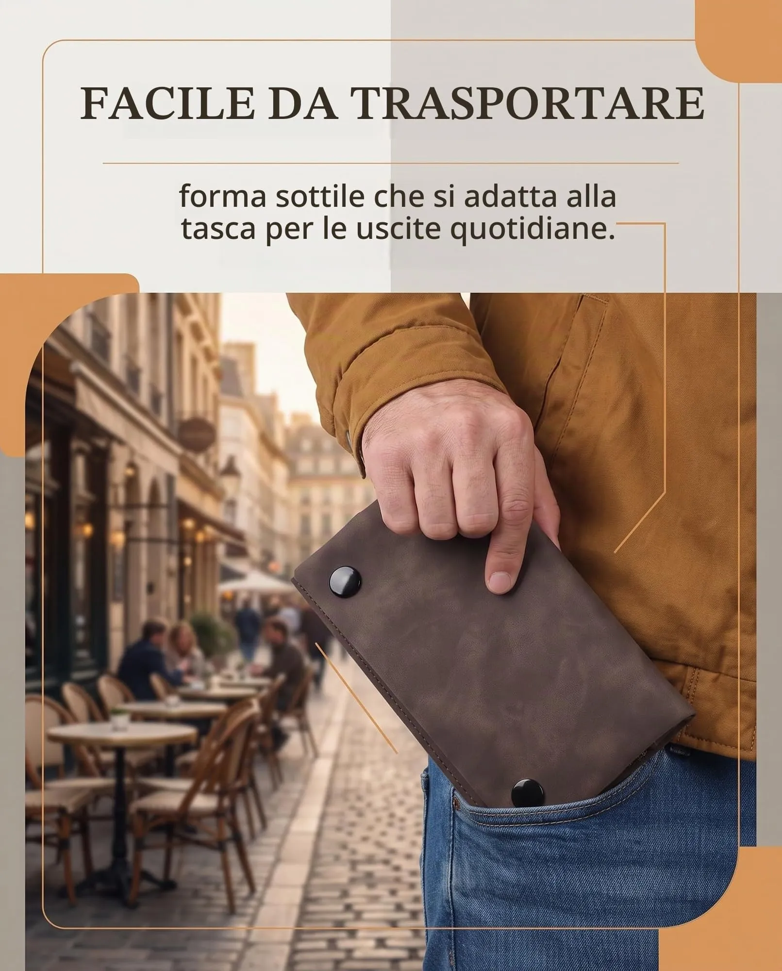 DLPRK Porta Tabacco in Pelle con Chiusura Magnetica, Marrone - immagine 4