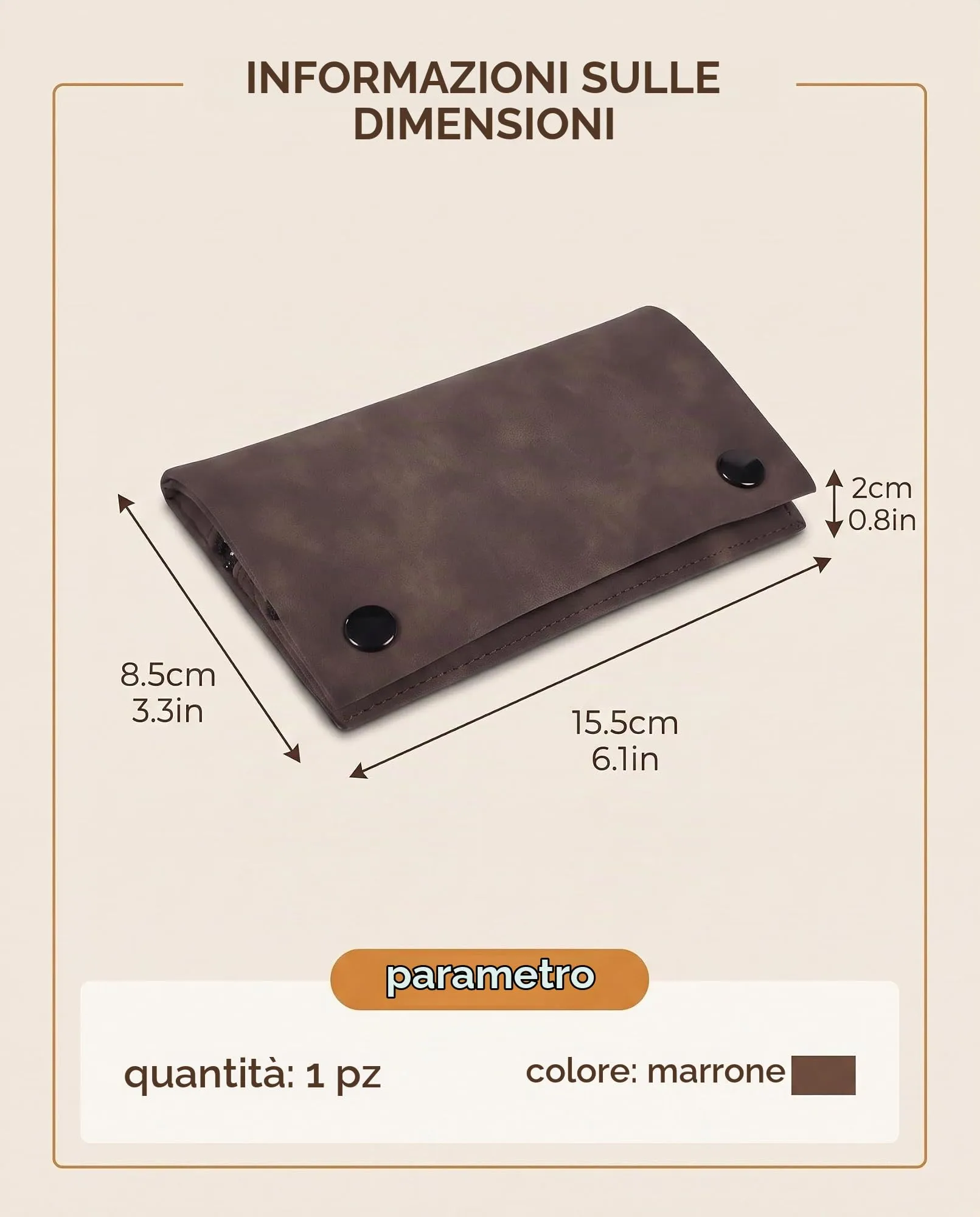 DLPRK Porta Tabacco in Pelle con Chiusura Magnetica, Marrone - immagine 5
