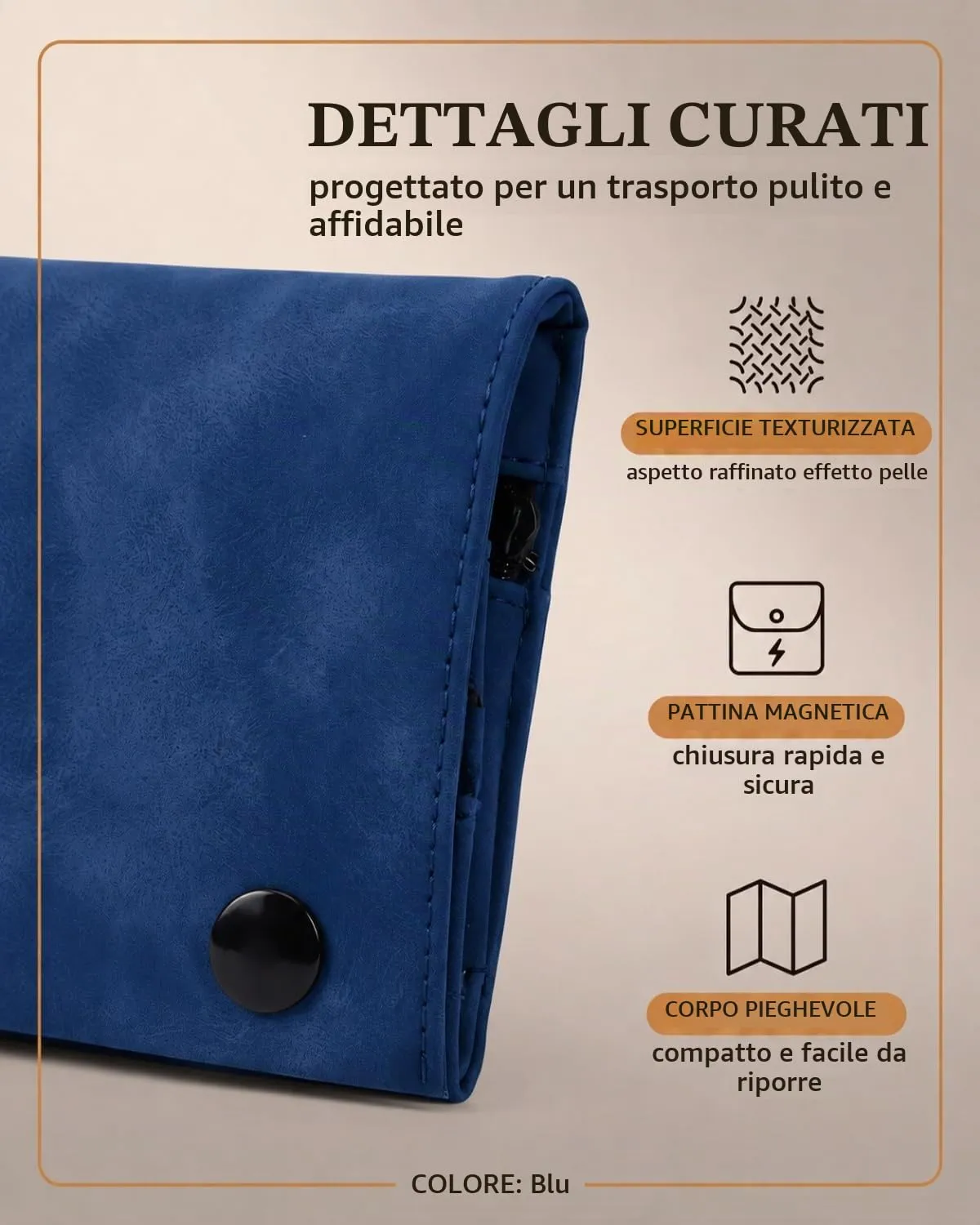 DLPRK Porta Tabacco in Pelle con Chiusura Magnetica, Blu scuro - immagine 2