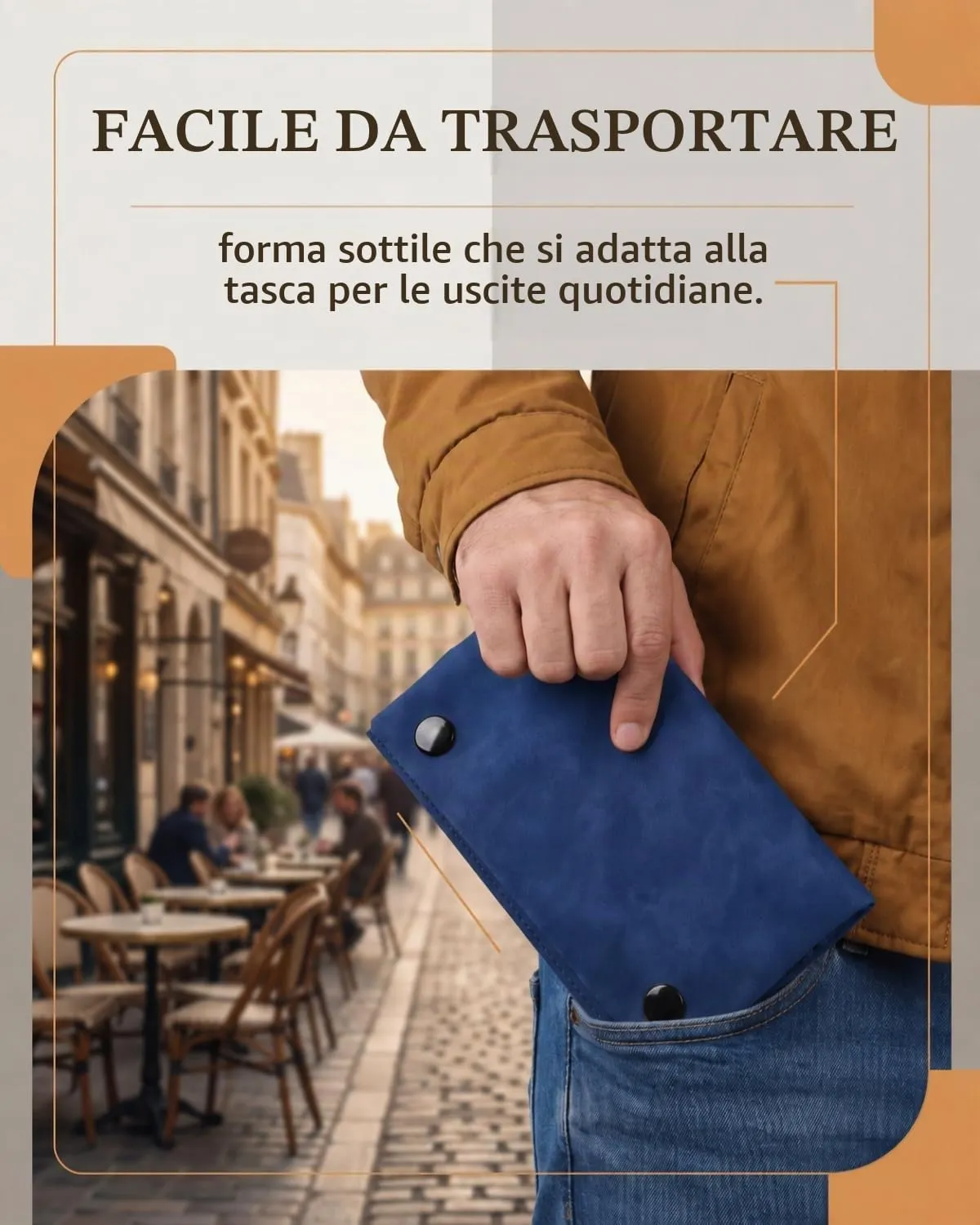 DLPRK Porta Tabacco in Pelle con Chiusura Magnetica, Blu scuro - immagine 4