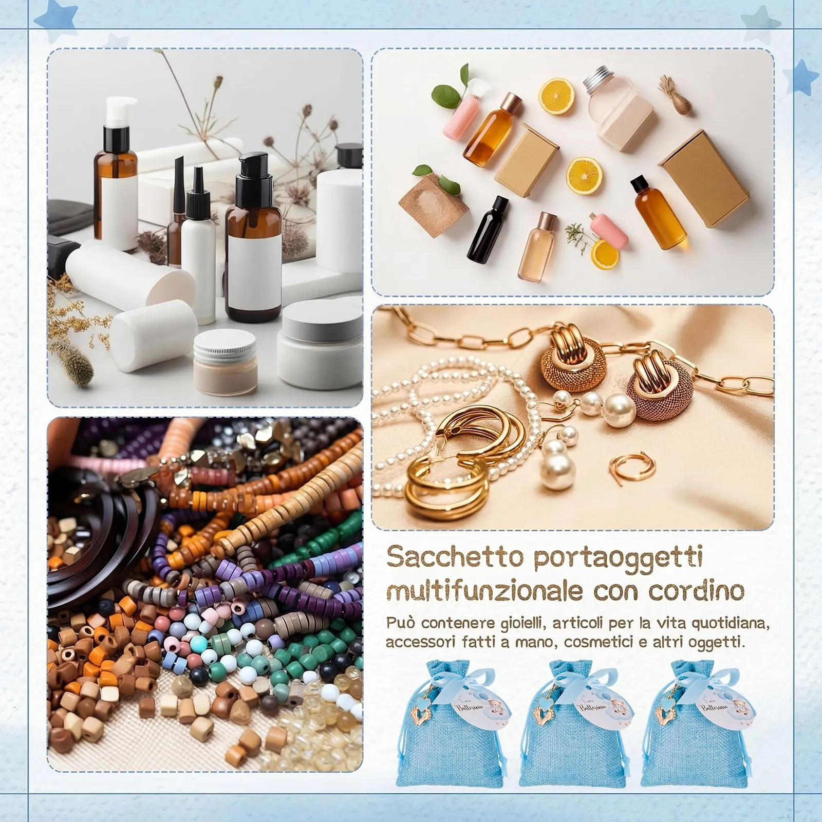 BBTO Set Bomboniere per Battesimo, Orso Blu, 50 Set - immagine 6