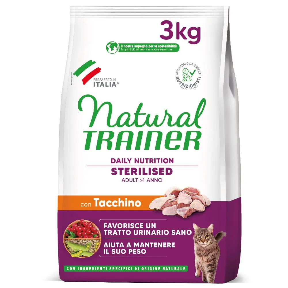 Trainer Natural Cat Sterilised Adult con Carni Bianche e Fibra di Pisello 3 kg - immagine 1