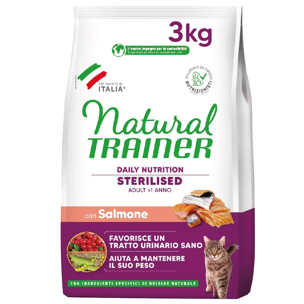 Trainer Natural Sterilised Adult con Salmone e Fibra di Pisello 3 kg - immagine 1