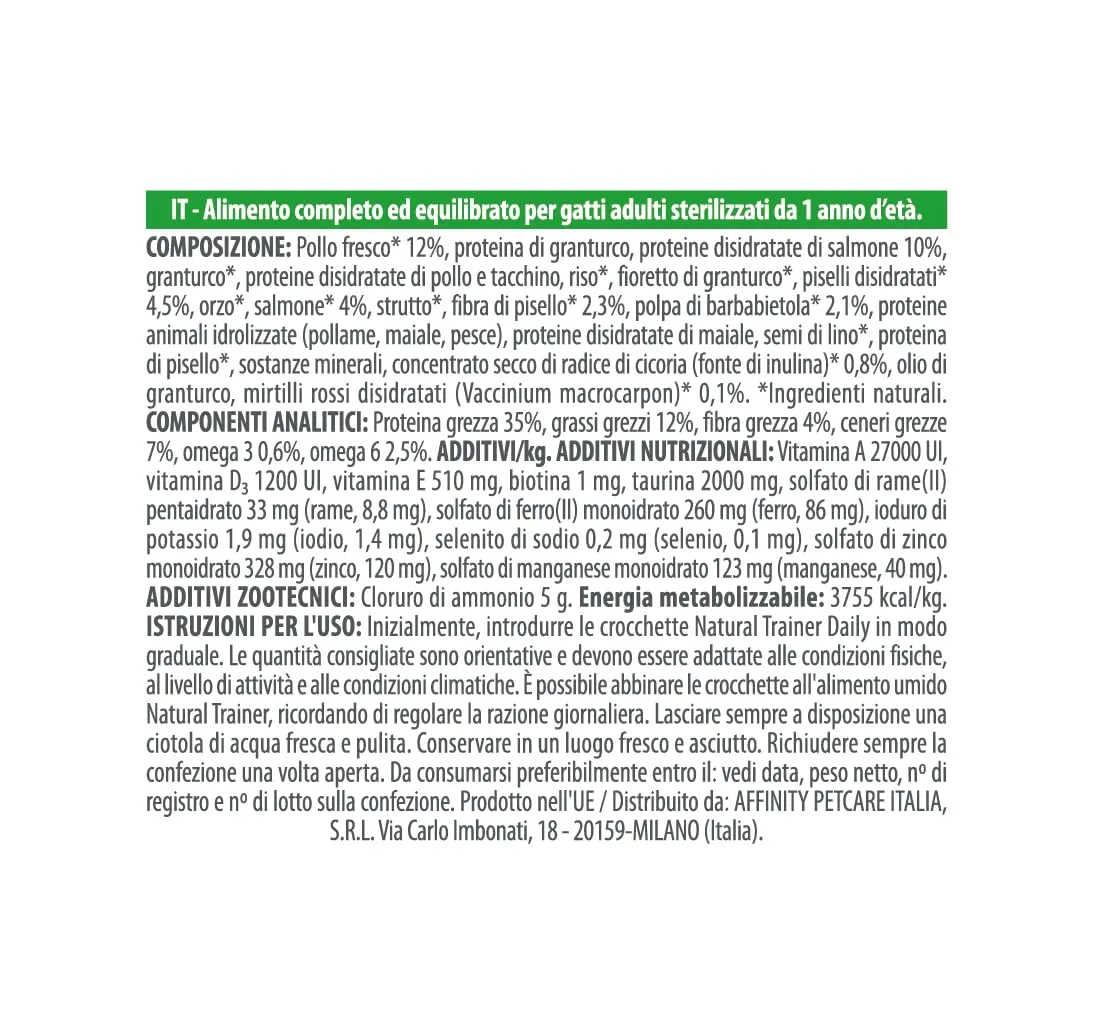Trainer Natural Sterilised Adult con Salmone e Fibra di Pisello 3 kg - immagine 4