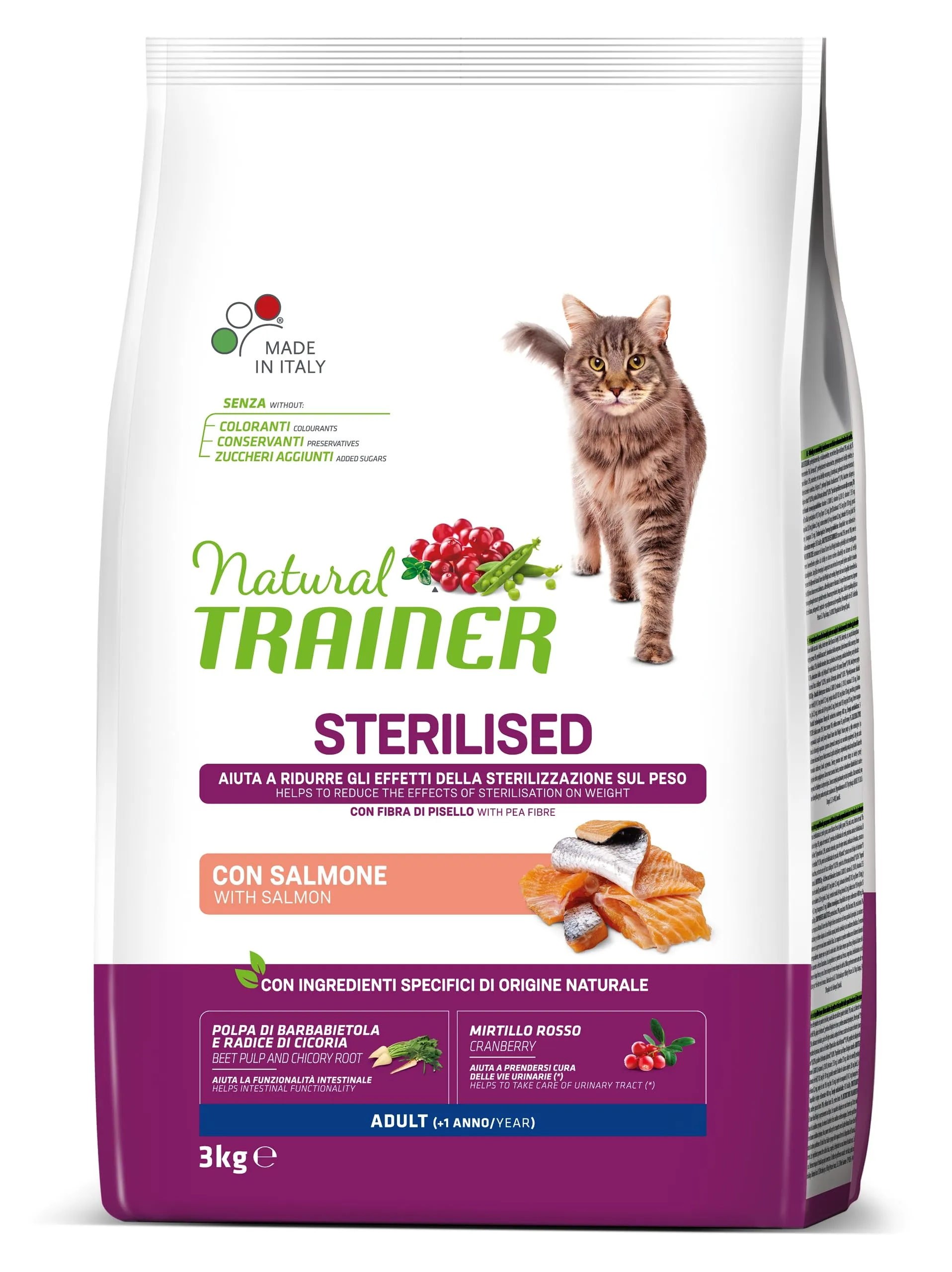 Trainer Natural Sterilised Adult con Salmone e Fibra di Pisello 3 kg - immagine 5