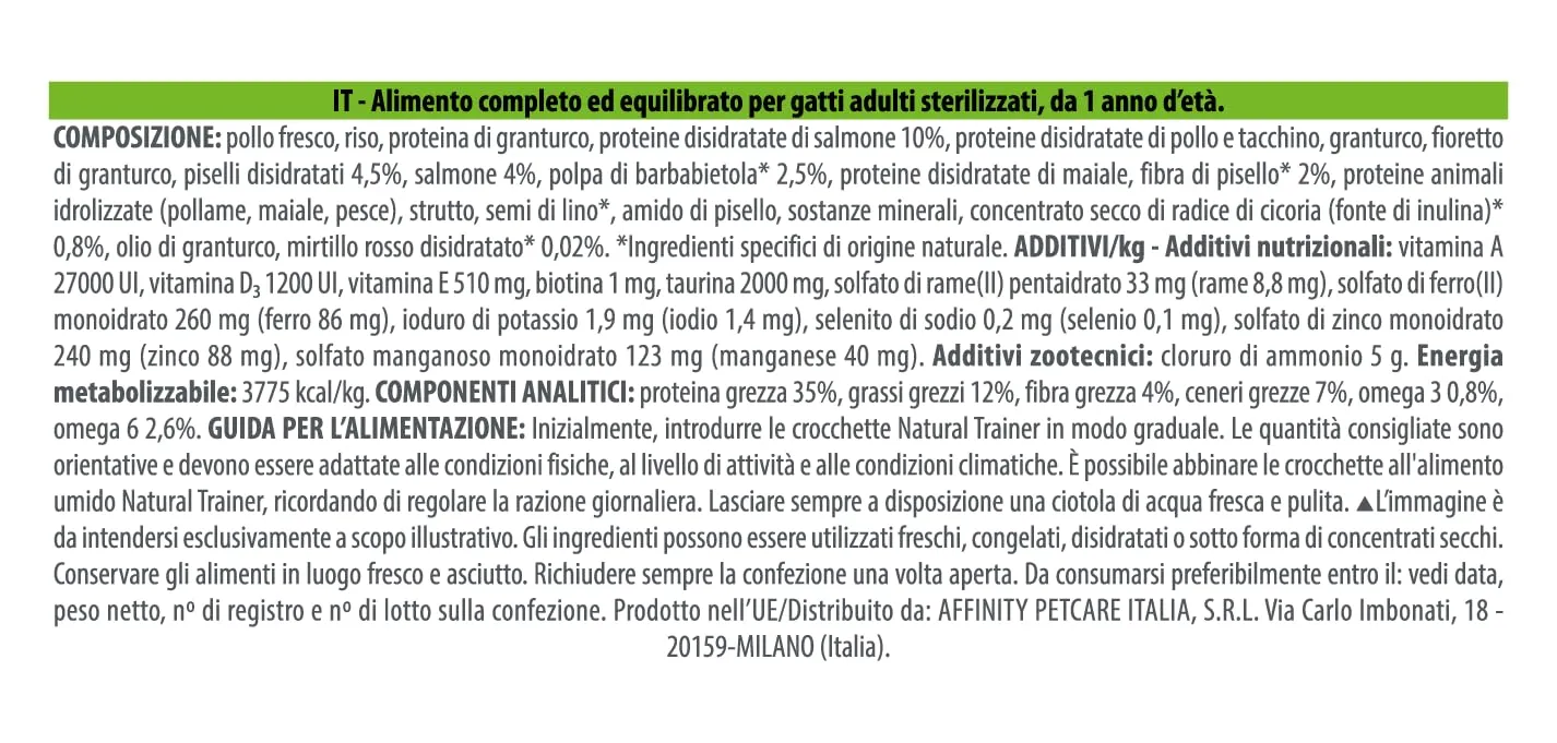 Trainer Natural Sterilised Adult con Salmone e Fibra di Pisello 3 kg - immagine 8