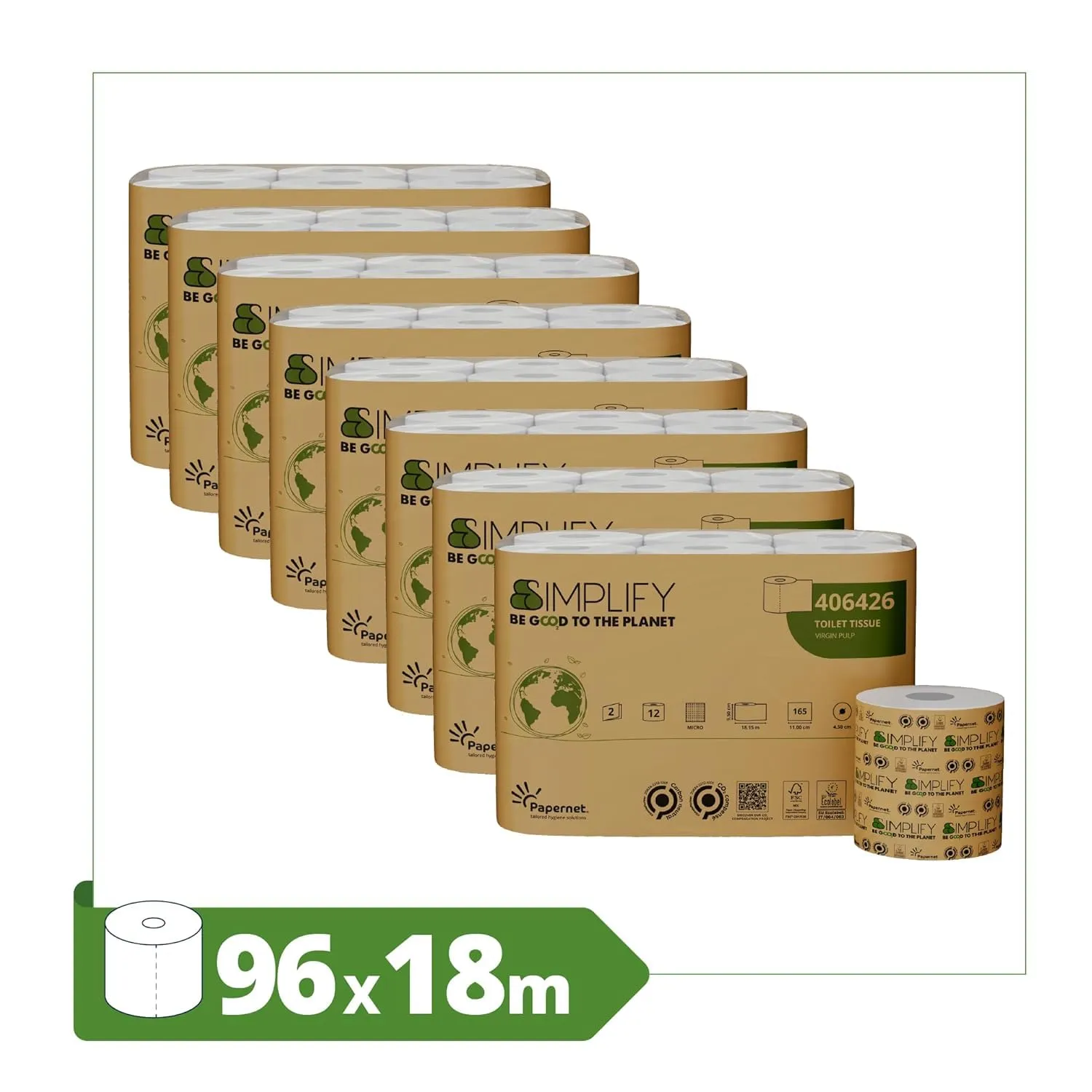 Papernet Simplify Carta Igienica, 2 Veli, 12 Rotoli - immagine 2