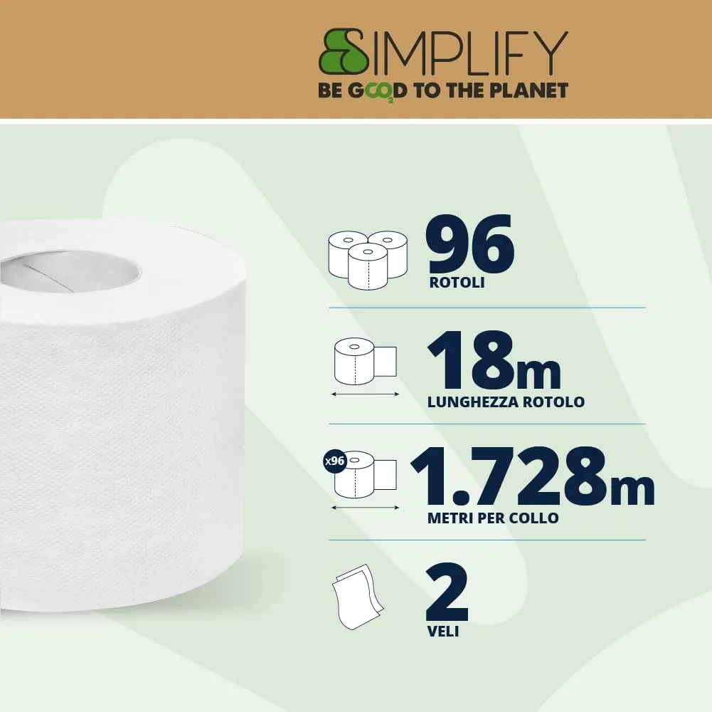 Papernet Simplify Carta Igienica, 2 Veli, 12 Rotoli - immagine 3