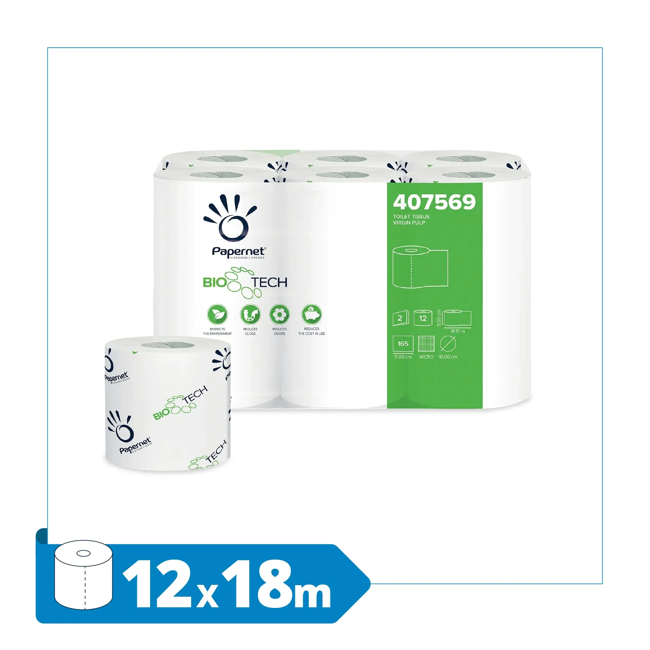 Papernet Bio Tech Carta Igienica, 2 Veli, 12 Rotoli - immagine 2