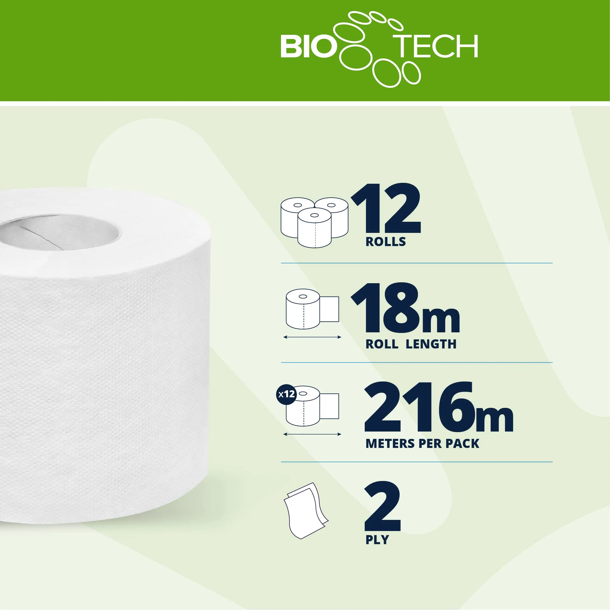 Papernet Bio Tech Carta Igienica, 2 Veli, 12 Rotoli - immagine 3