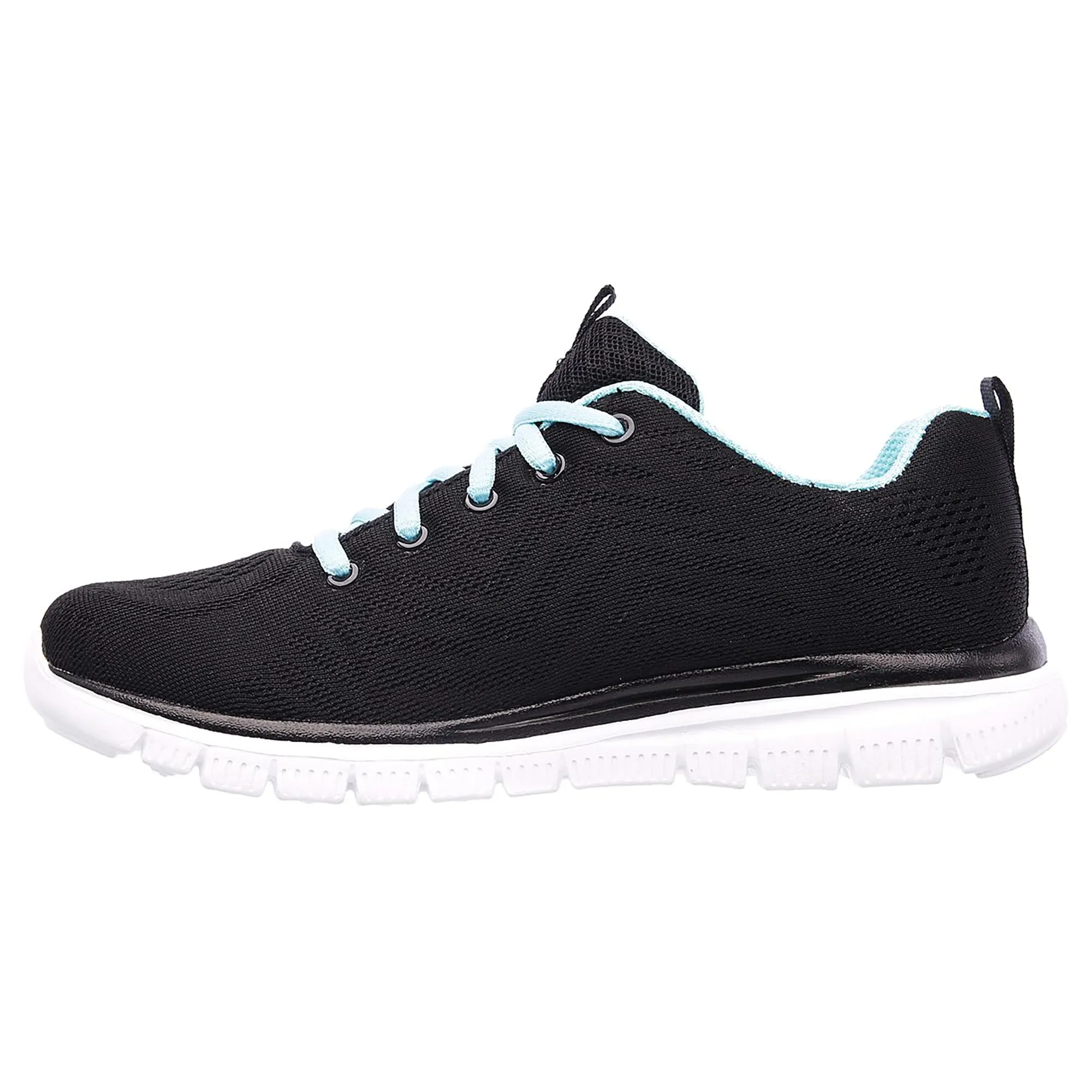 Skechers Donna Graceful Get Connected Trainers, Black Mesh/Turquoise Trim, 37 EU - immagine 1