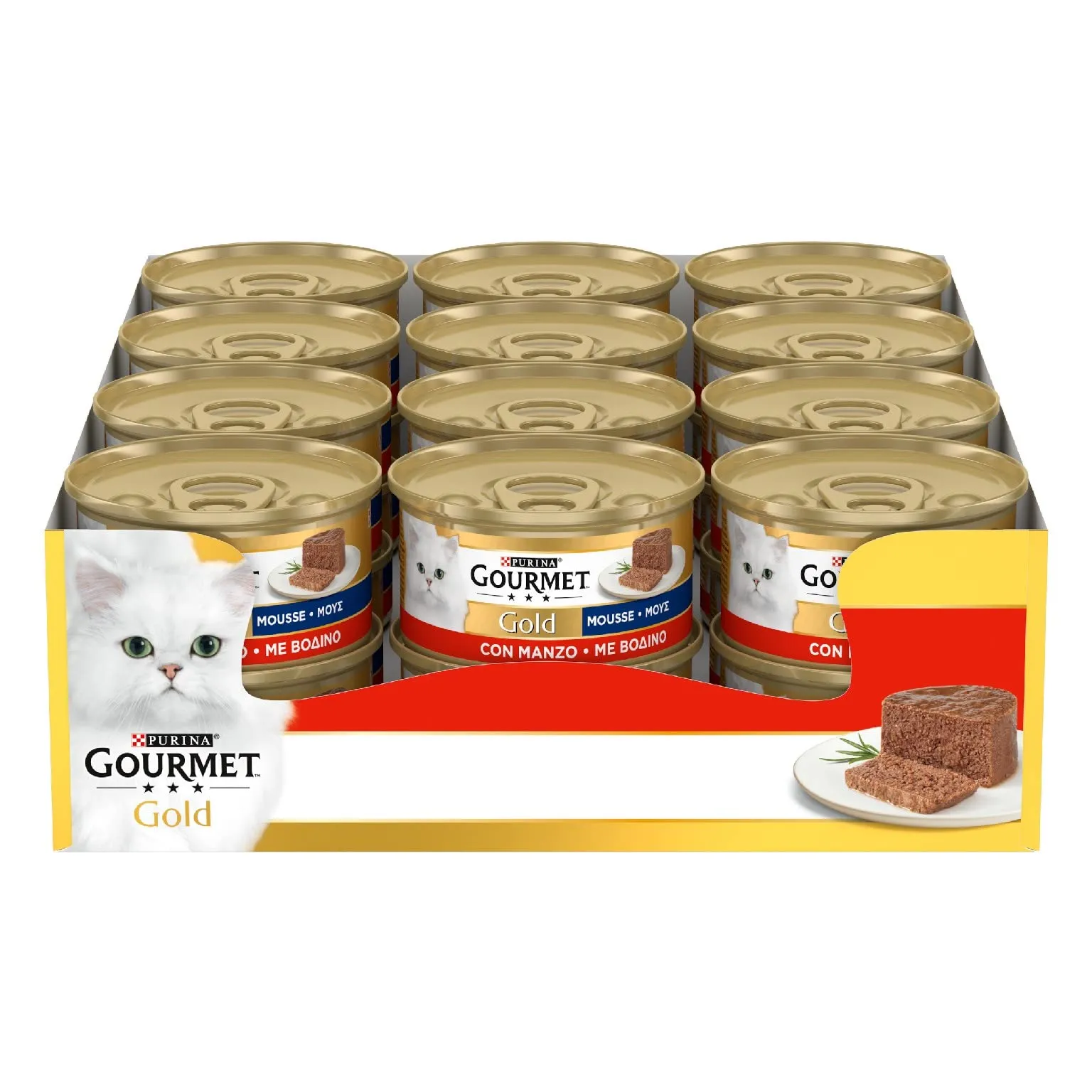 Gourmet Gold Cibo Umido per Gatti Adulti Mousse Manzo, 24 Lattine da 85 g - immagine 1