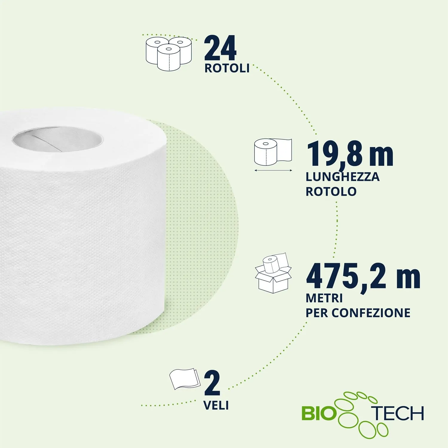 Papernet Bio Tech Carta Igienica 2 Veli, 24 Rotoli - immagine 2