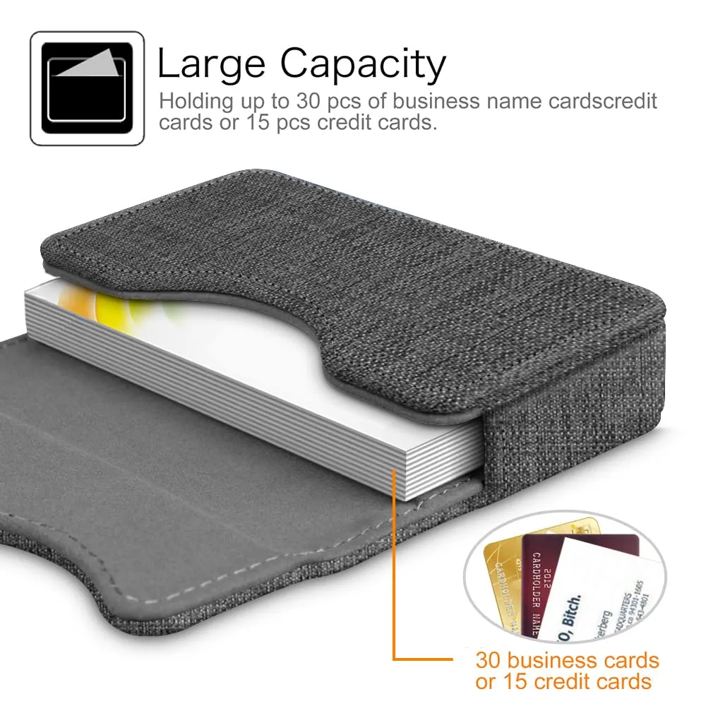 FINTIE Porta Biglietti da Visita con Chiusura Magnetica - Z-denim Charcoal - immagine 2
