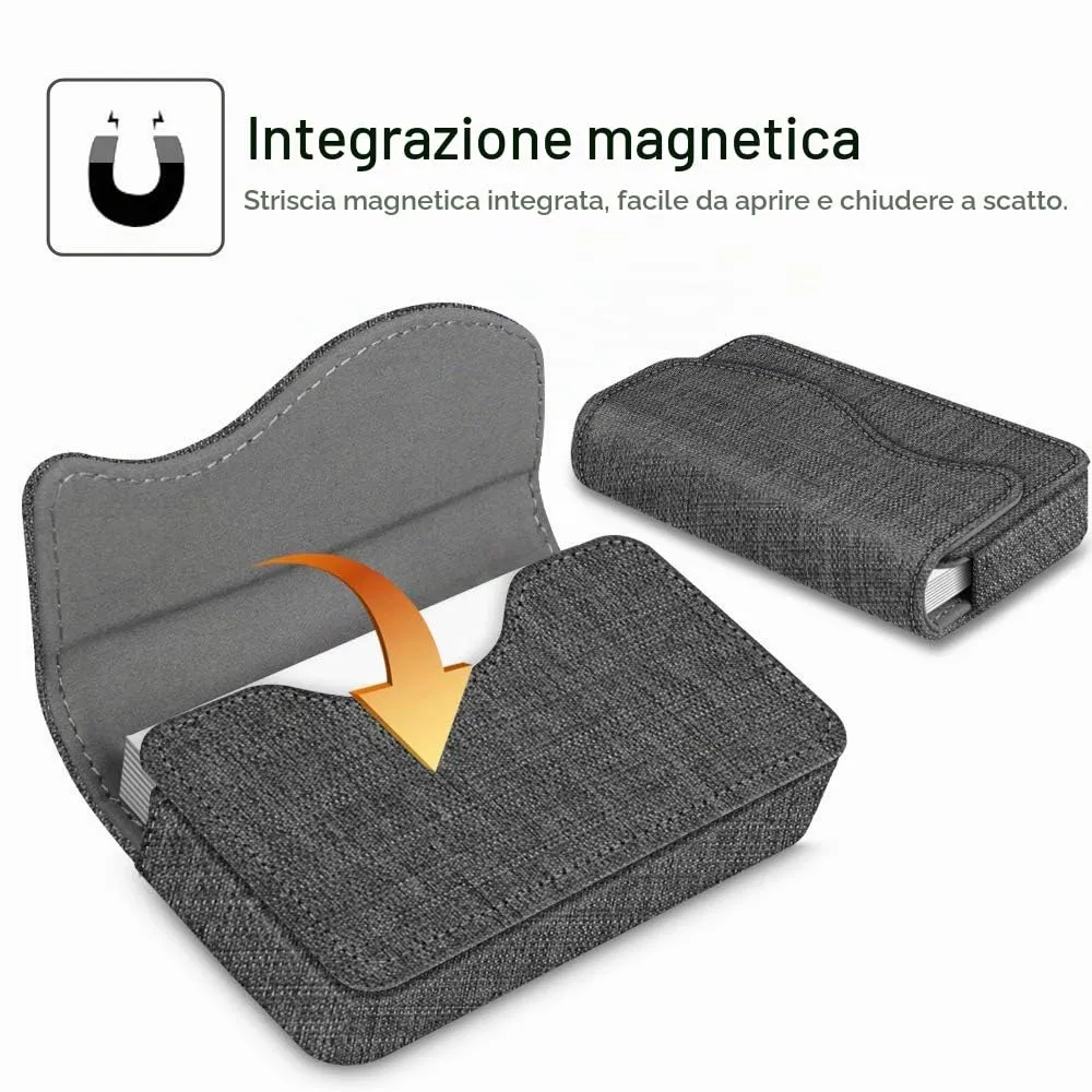 FINTIE Porta Biglietti da Visita con Chiusura Magnetica - Z-denim Charcoal - immagine 3