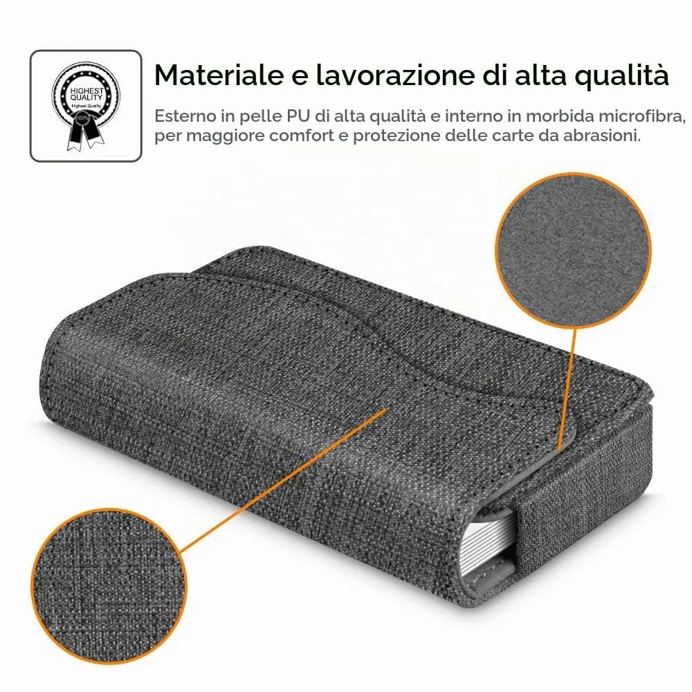 FINTIE Porta Biglietti da Visita con Chiusura Magnetica - Z-denim Charcoal - immagine 4
