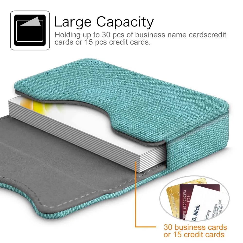 FINTIE Porta Biglietti da Visita con Chiusura Magnetica, Turquoise - immagine 2
