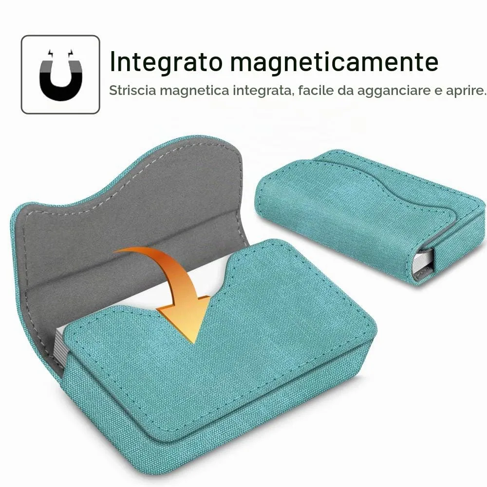FINTIE Porta Biglietti da Visita con Chiusura Magnetica, Turquoise - immagine 3