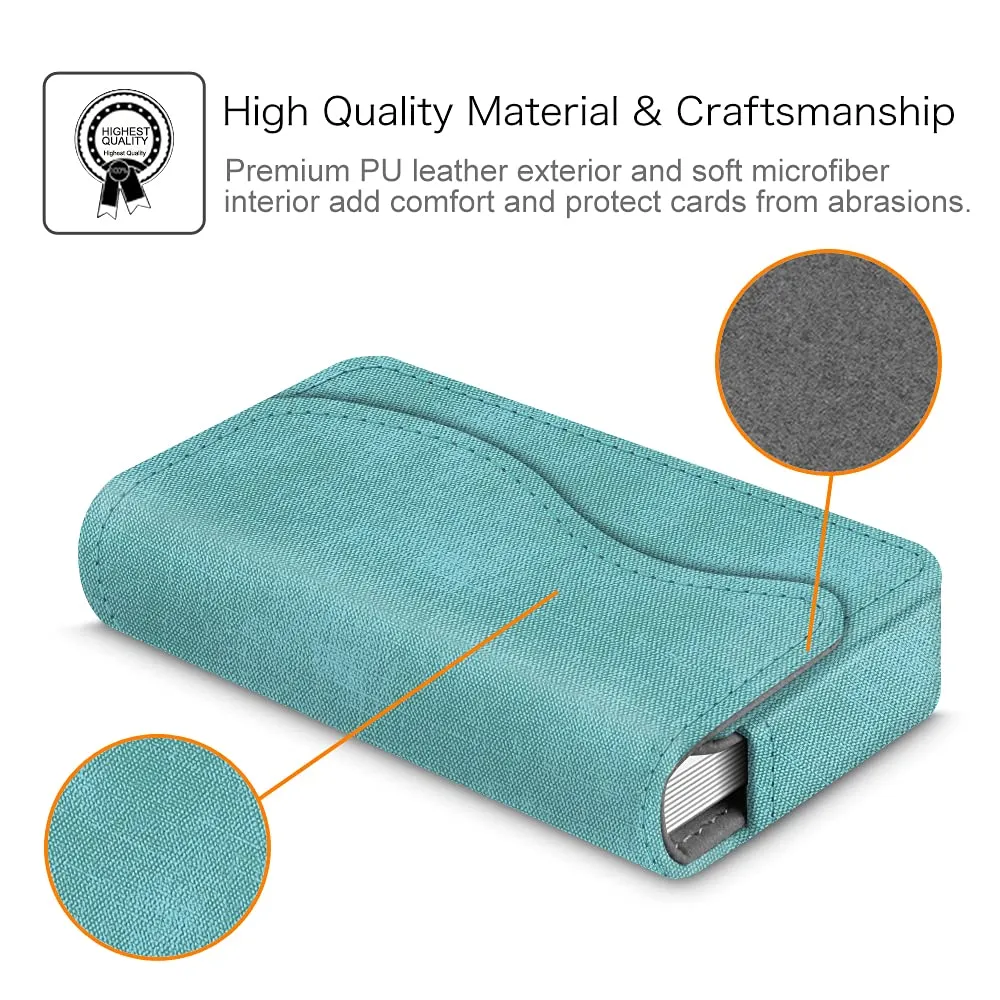 FINTIE Porta Biglietti da Visita con Chiusura Magnetica, Turquoise - immagine 4
