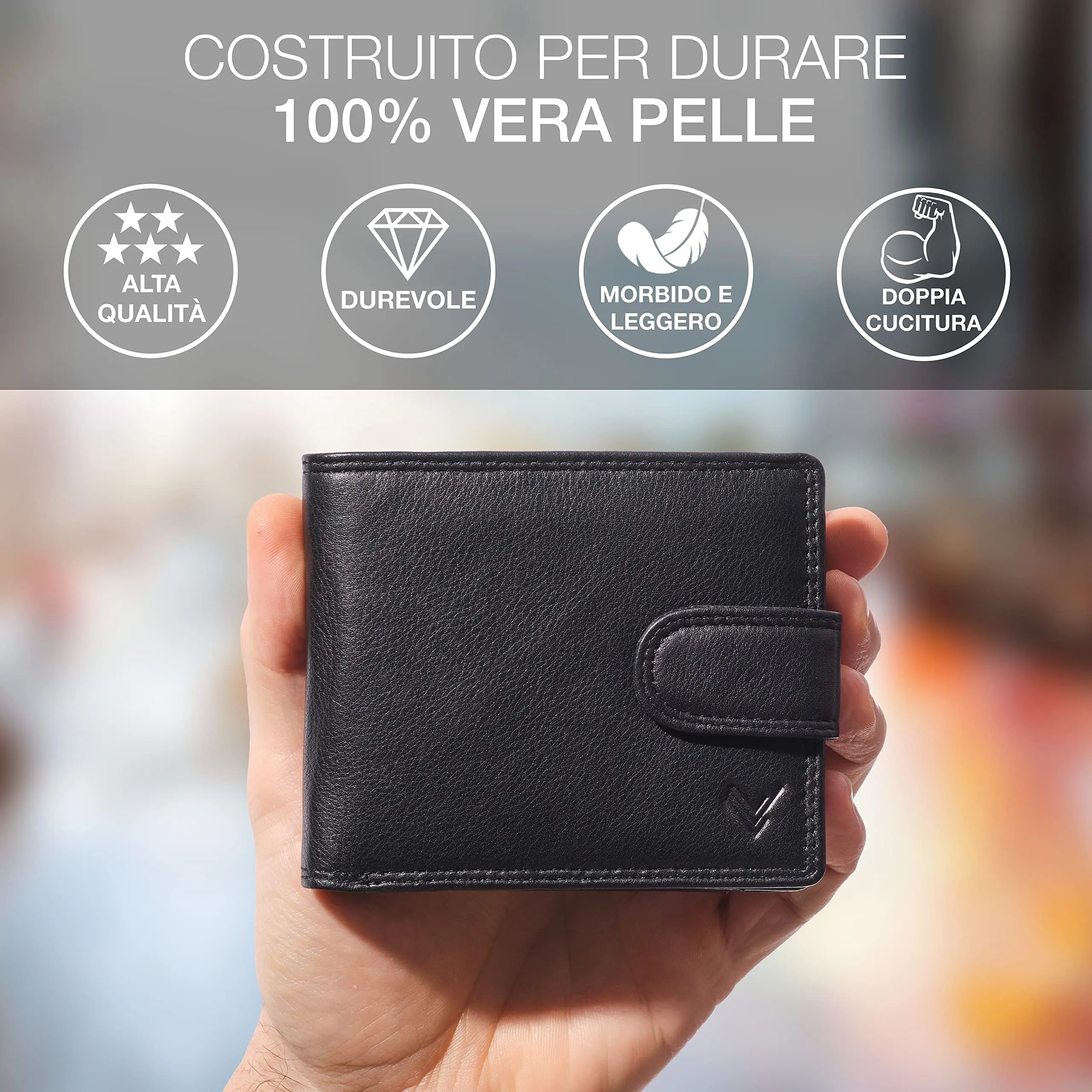 Lavalen Portafoglio Uomo in Pelle Vera RFID con Portamonete - immagine 2