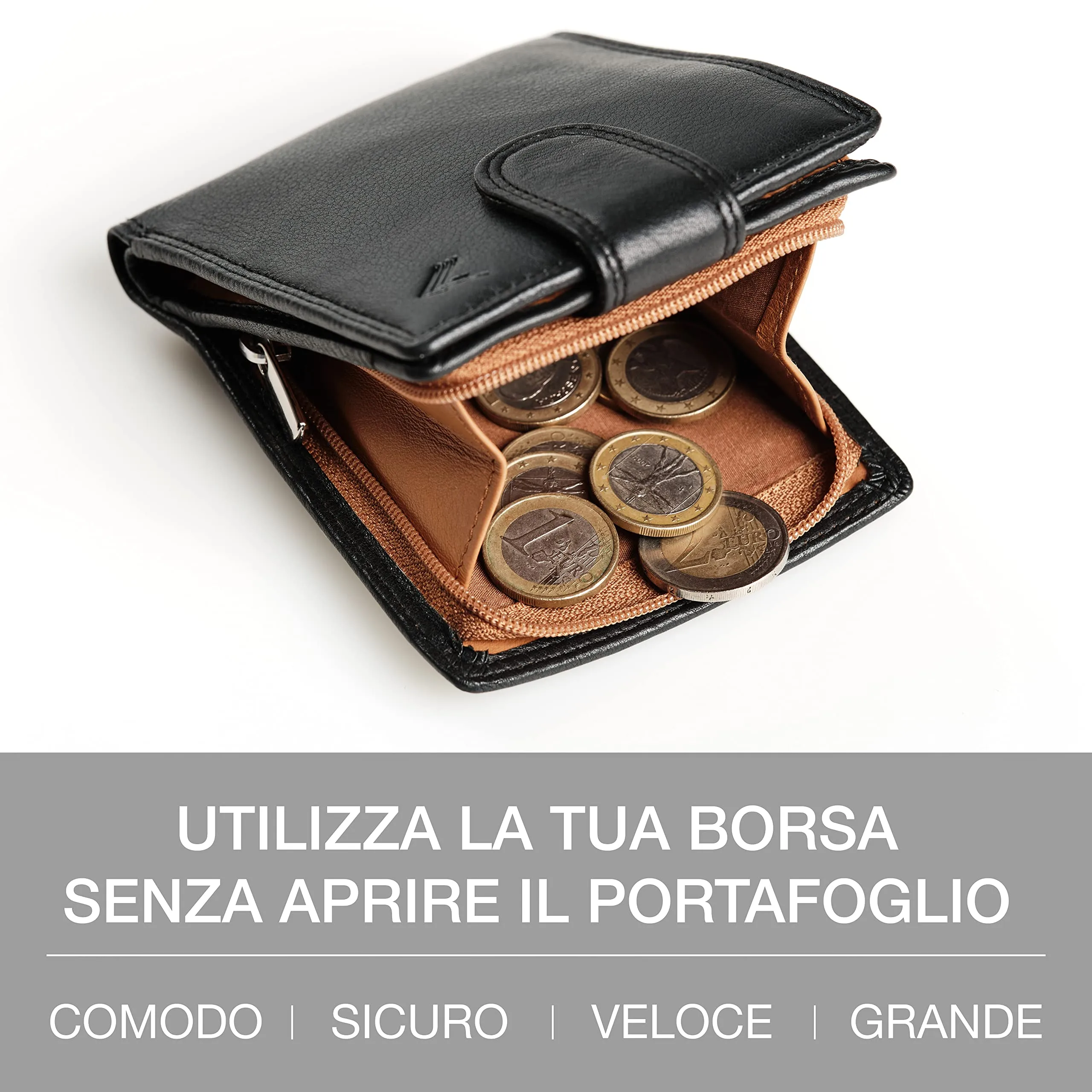 Lavalen Portafoglio Uomo in Pelle Vera RFID con Portamonete - immagine 5