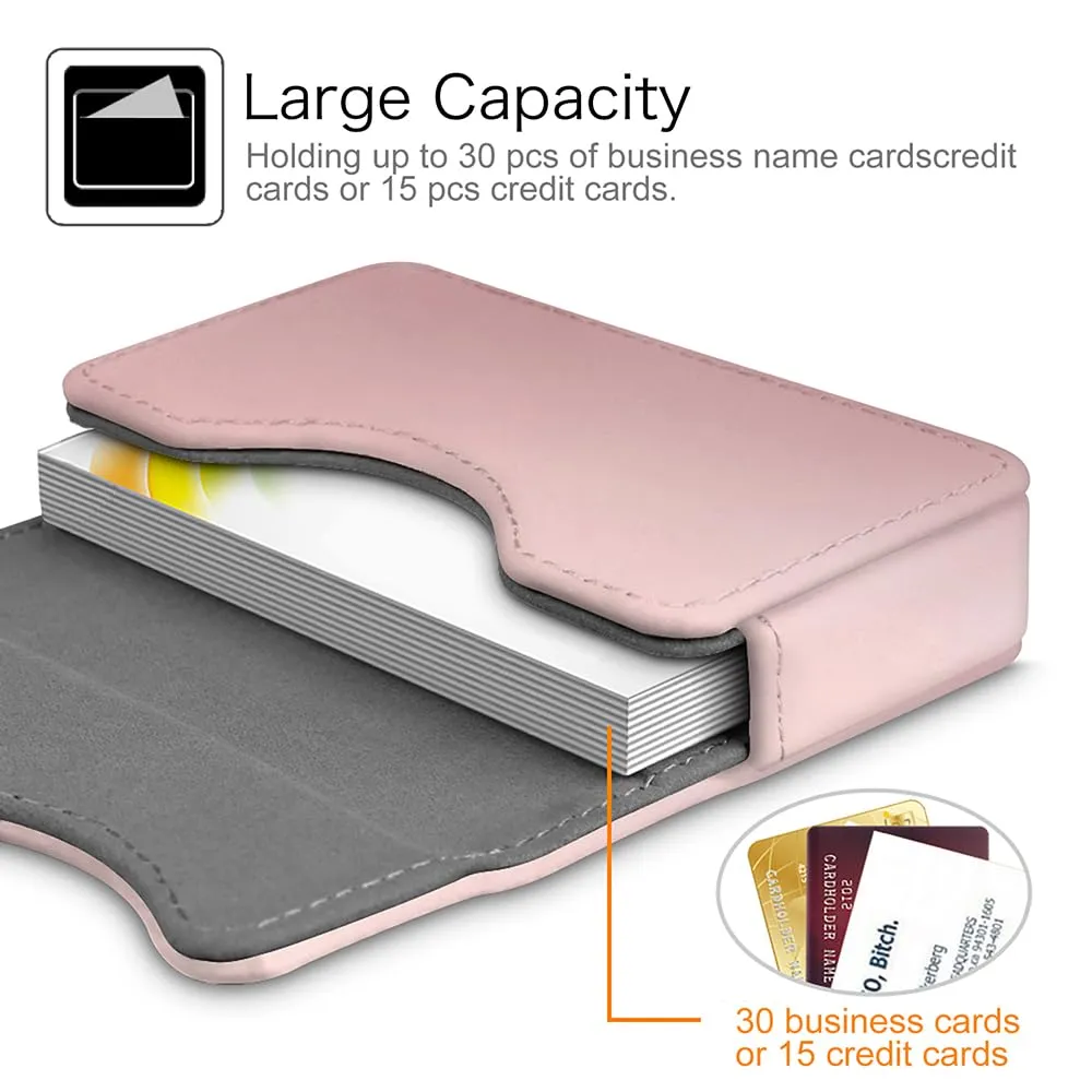 FINTIE Porta Biglietti da Visita con Chiusura Magnetica - Oro Rosa - immagine 2