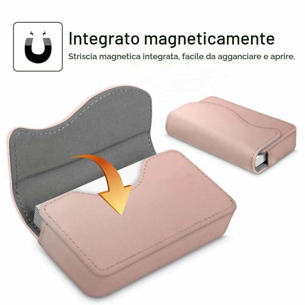 FINTIE Porta Biglietti da Visita con Chiusura Magnetica - Oro Rosa - immagine 3