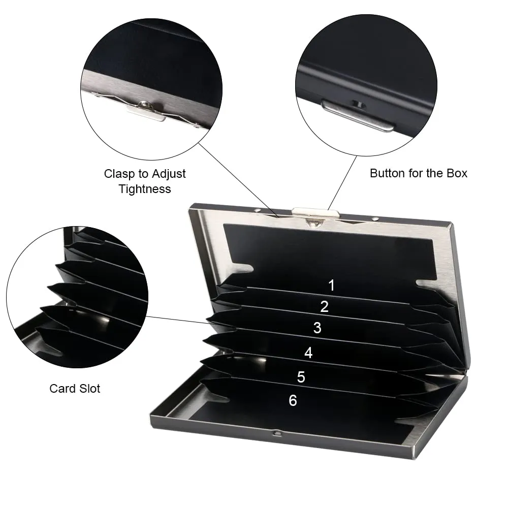 Vicloon Porta Carte di Credito in Acciaio Inossidabile Anti RFID e NFC, 2 Pezzi, Nero - immagine 4
