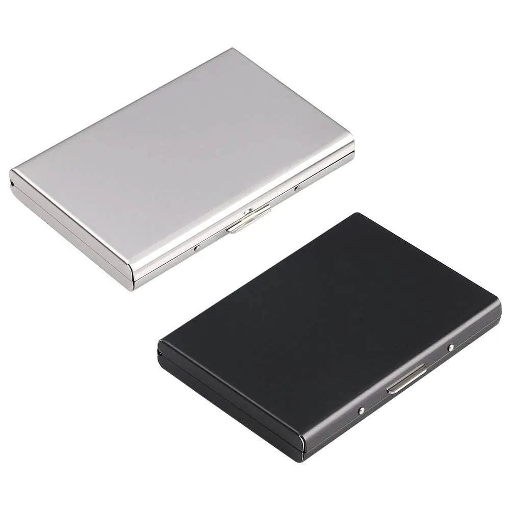 Vicloon Porta Carte di Credito in Acciaio Inossidabile Anti RFID e NFC, 2 Pezzi, Argento e Nero - immagine 1